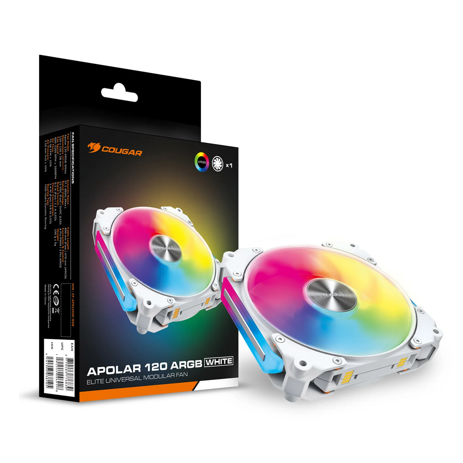 COUGAR CF-APR12HW-RGB Boitier PC Ventilateur 12 cm Blanc 1 pièce(s)