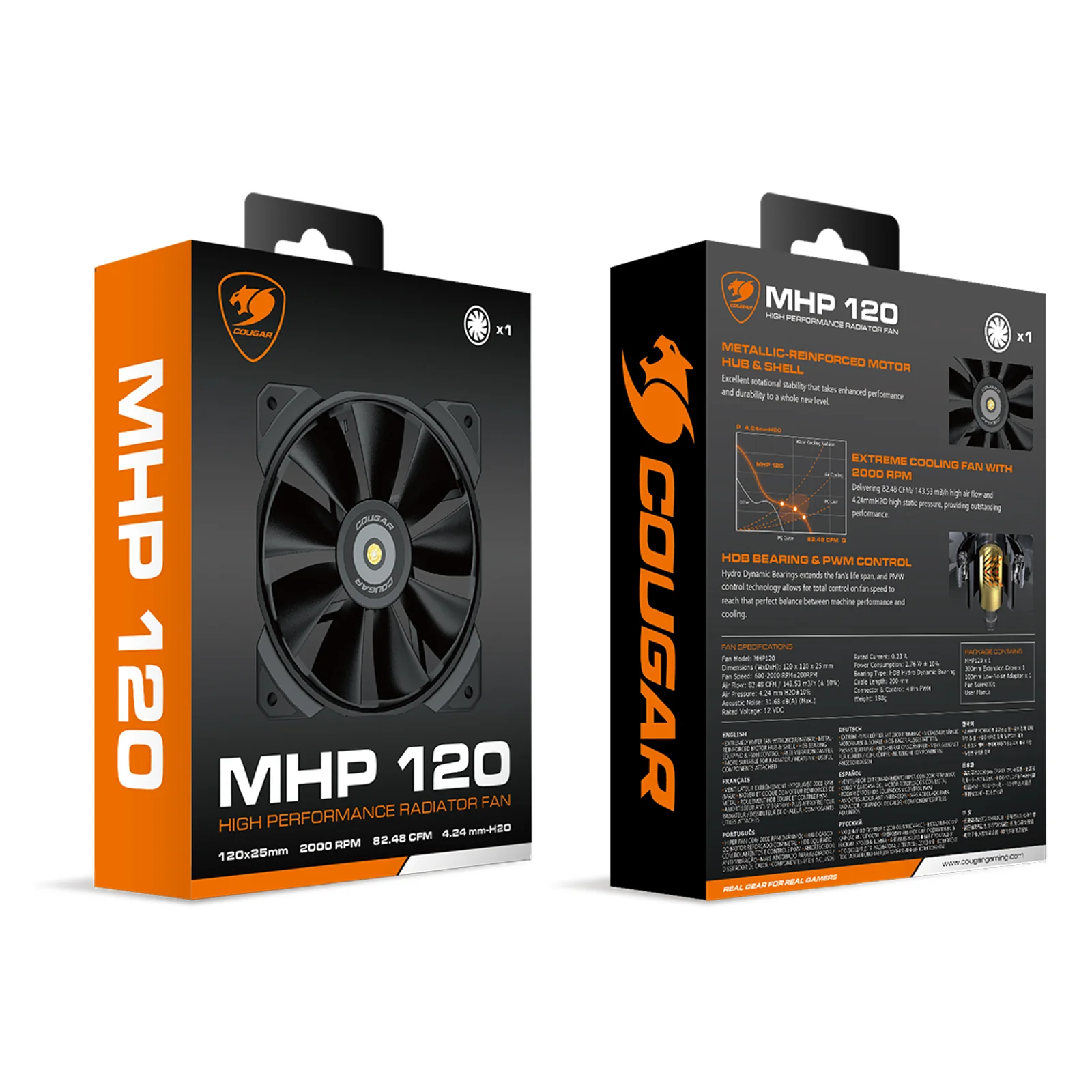 COUGAR CGR-CF-MHP12HB Boitier PC Ventilateur 12 cm Noir 1 pièce(s)