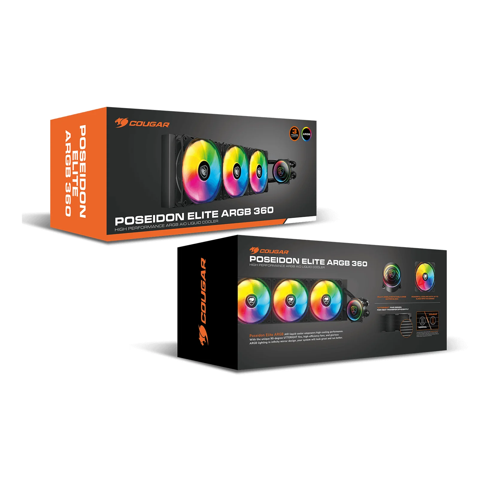 COUGAR CGR-PSDELRGB-B-360 Processeur Refroidisseur de liquide tout-en-un 12 cm Noir