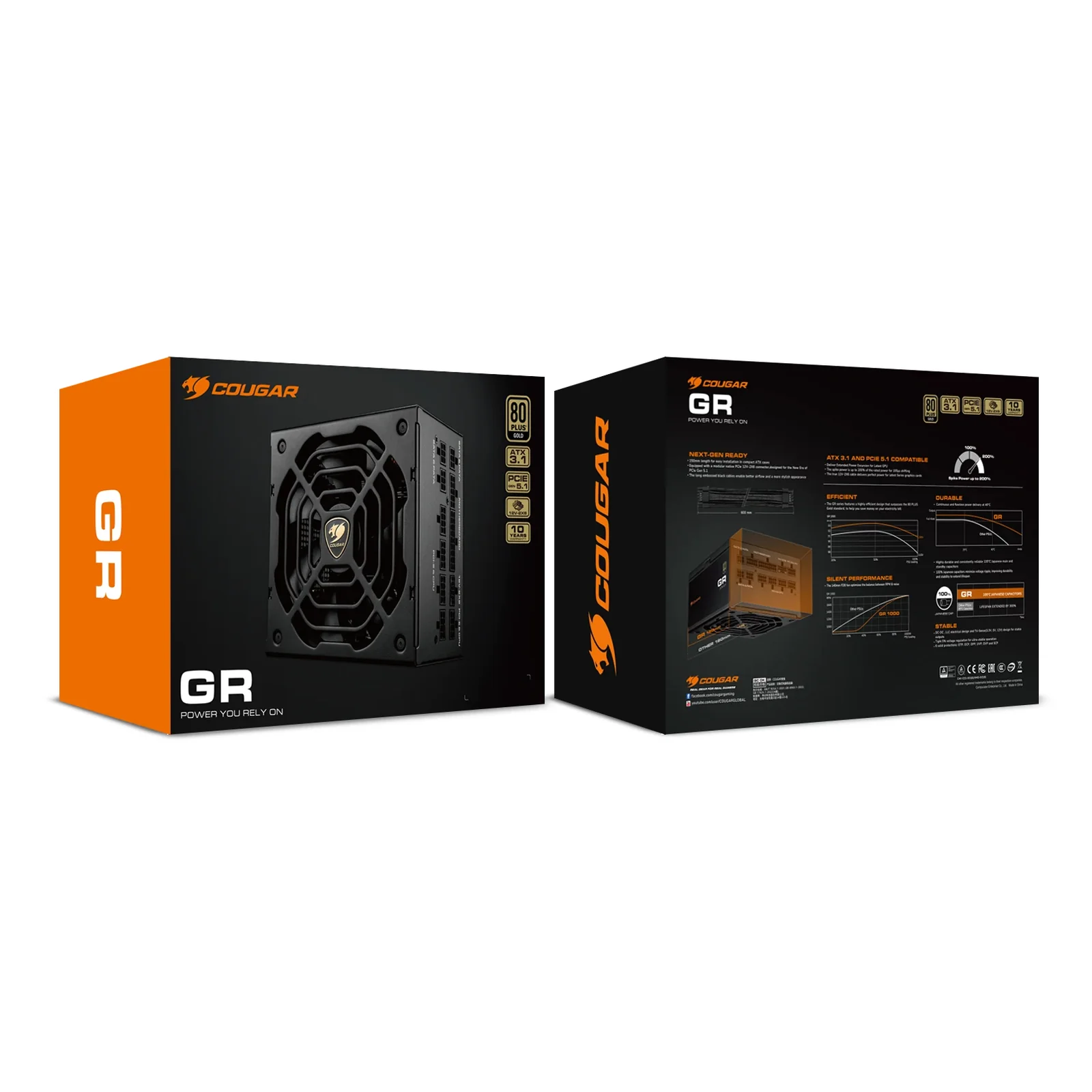 COUGAR CGRGDN-1000 unité d'alimentation d'énergie 1000 W 20+4 pin ATX ATX Noir