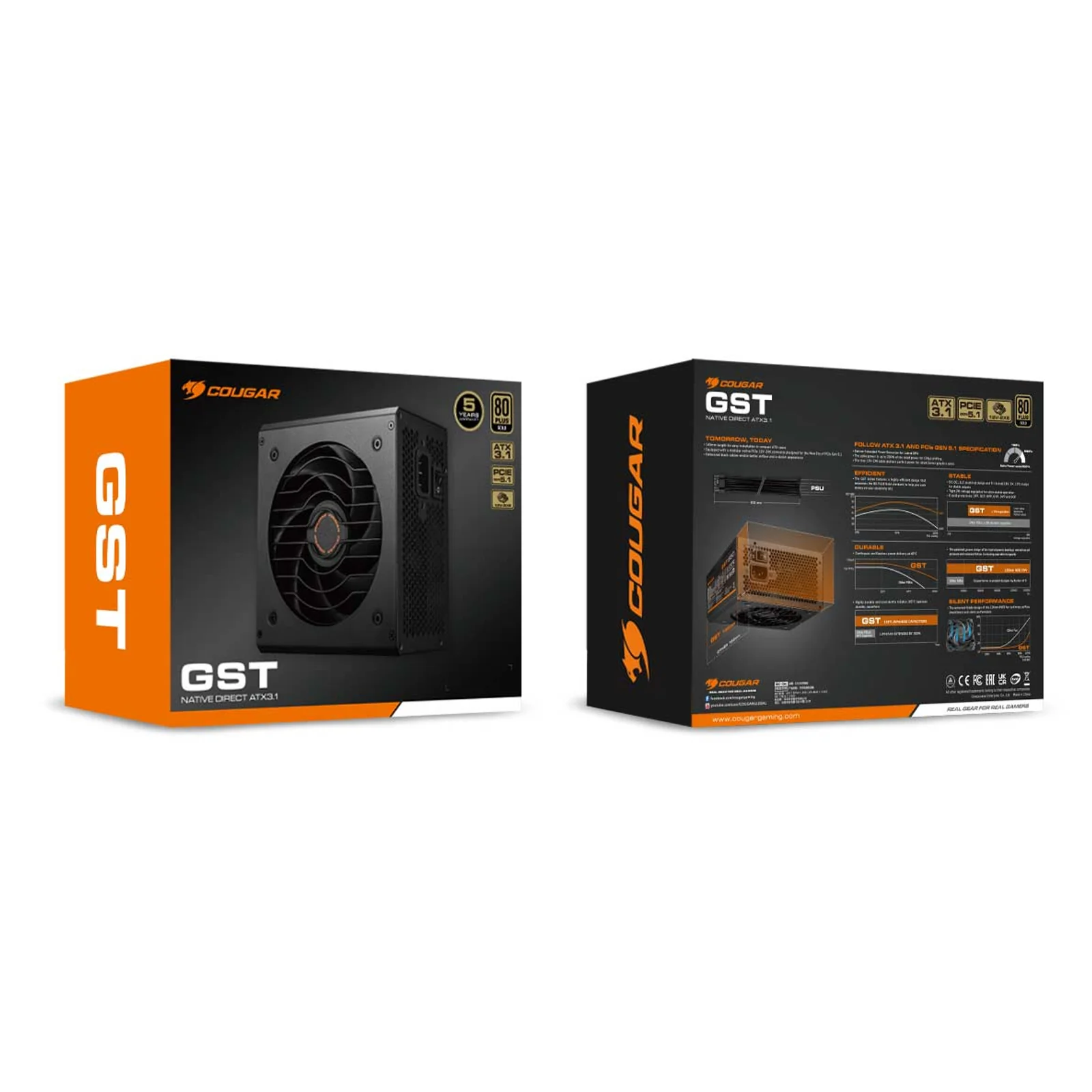 COUGAR GST850 unité d'alimentation d'énergie 850 W 20+4 pin ATX ATX Noir