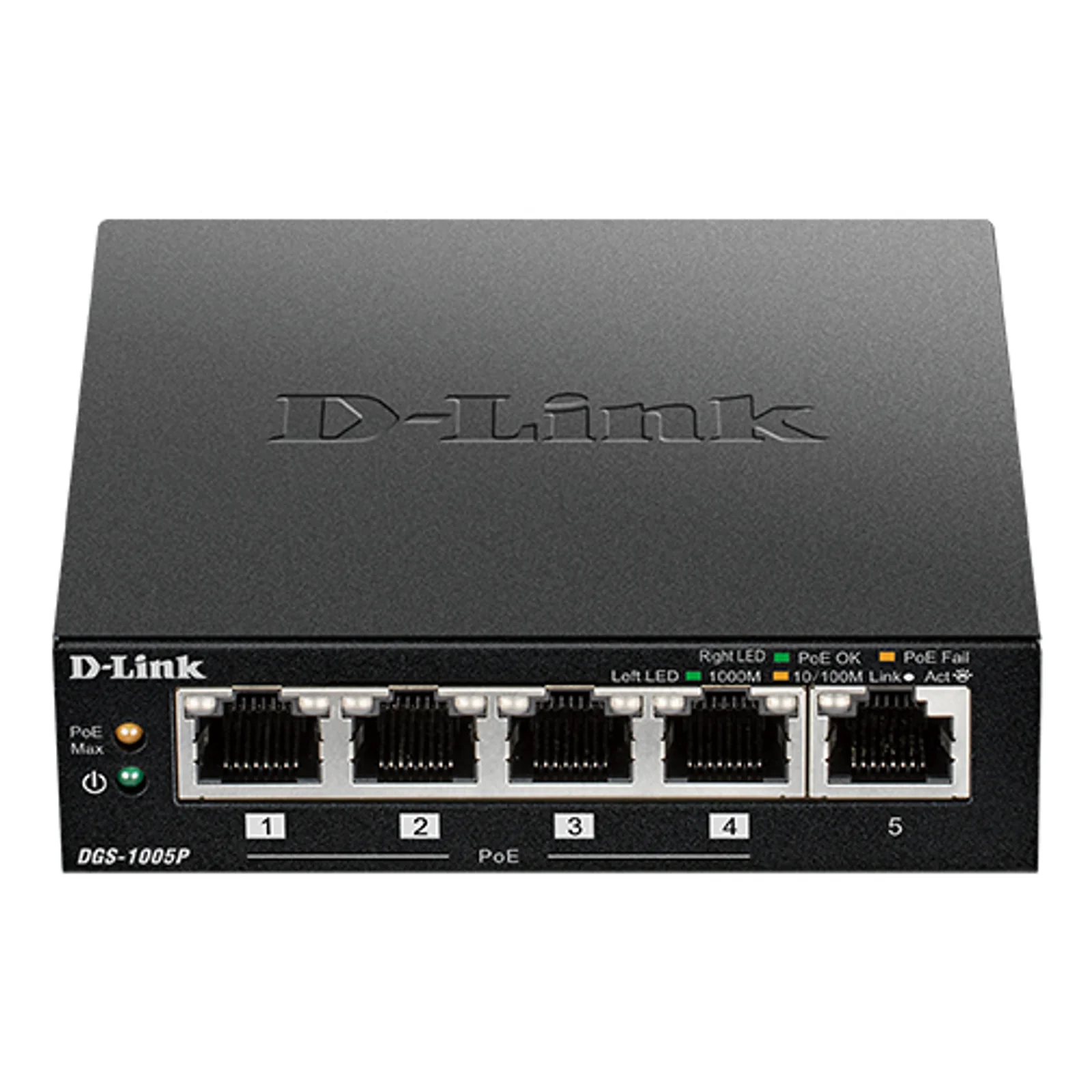 DGS-1005P/E commutateur réseau Non-géré Gigabit Ethernet (10/100/1000) Connexion Ethernet, supportant l'alimentation via ce port (PoE) Noir