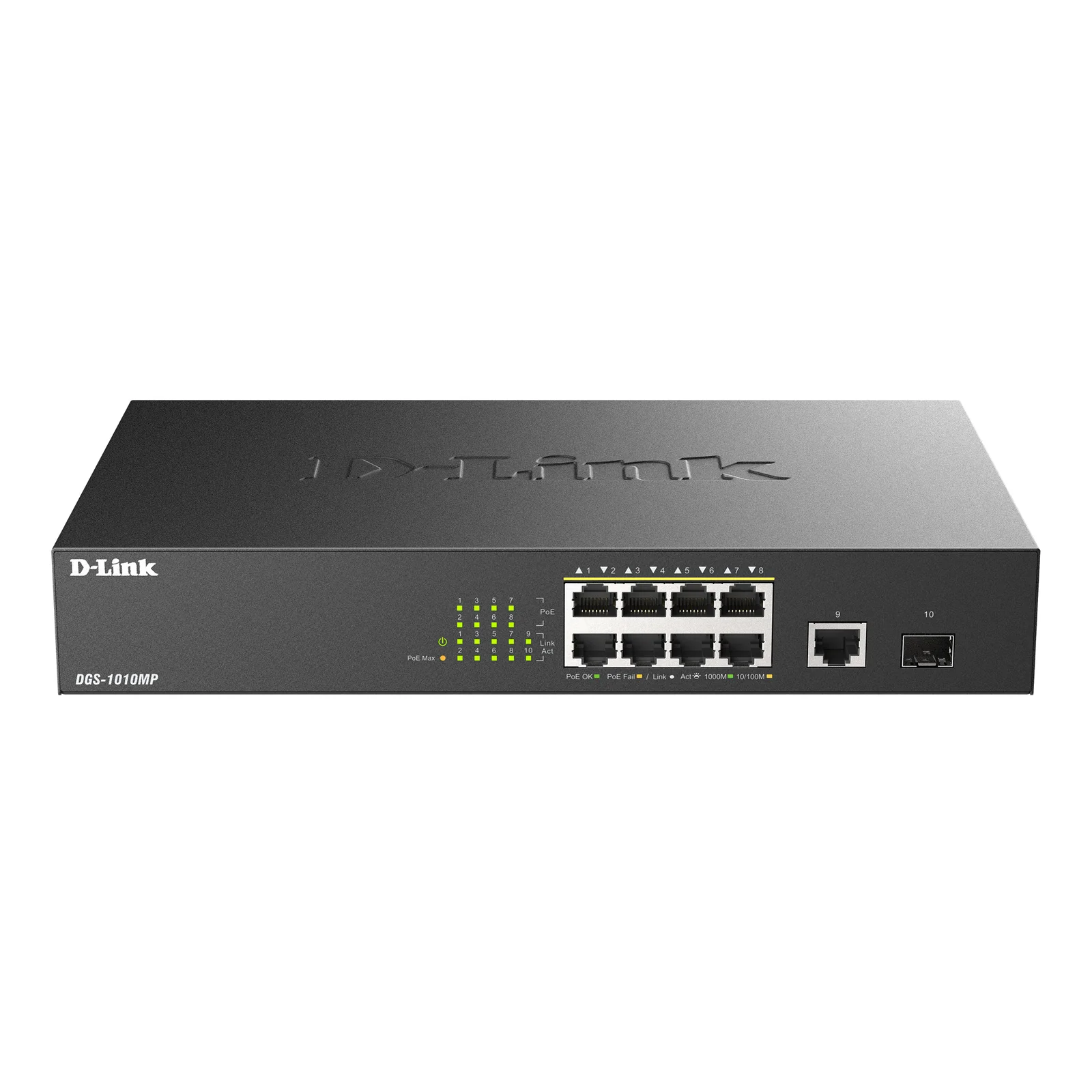 DGS-1010MP/E commutateur réseau Non-géré L2 Gigabit Ethernet (10/100/1000) Connexion Ethernet, supportant l'alimentation via ce port (PoE) 1U Noir