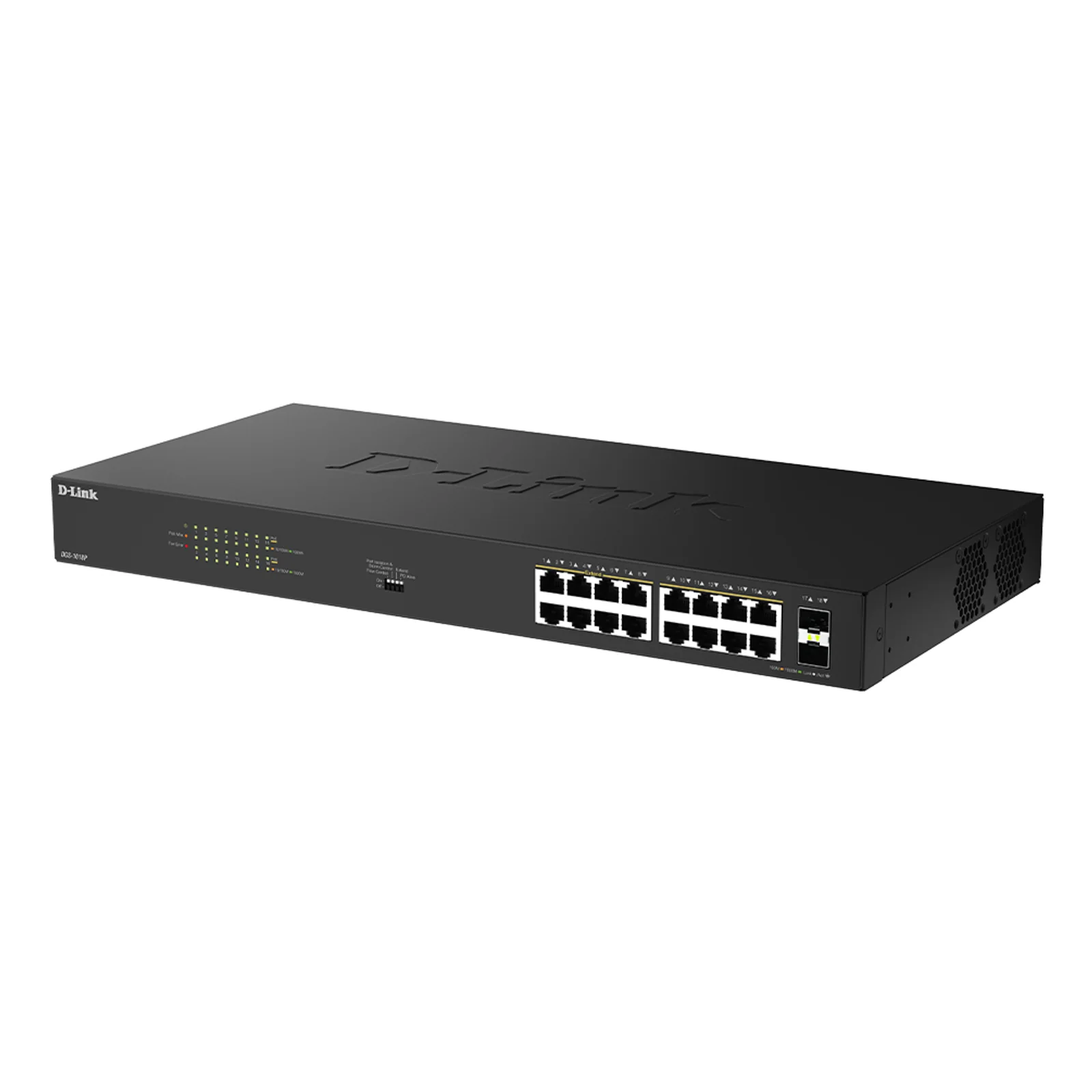 D-Link DGS-1018P Non-géré Gigabit Ethernet (10/100/1000) Connexion Ethernet, supportant l'alimentation via ce port (PoE) Noir