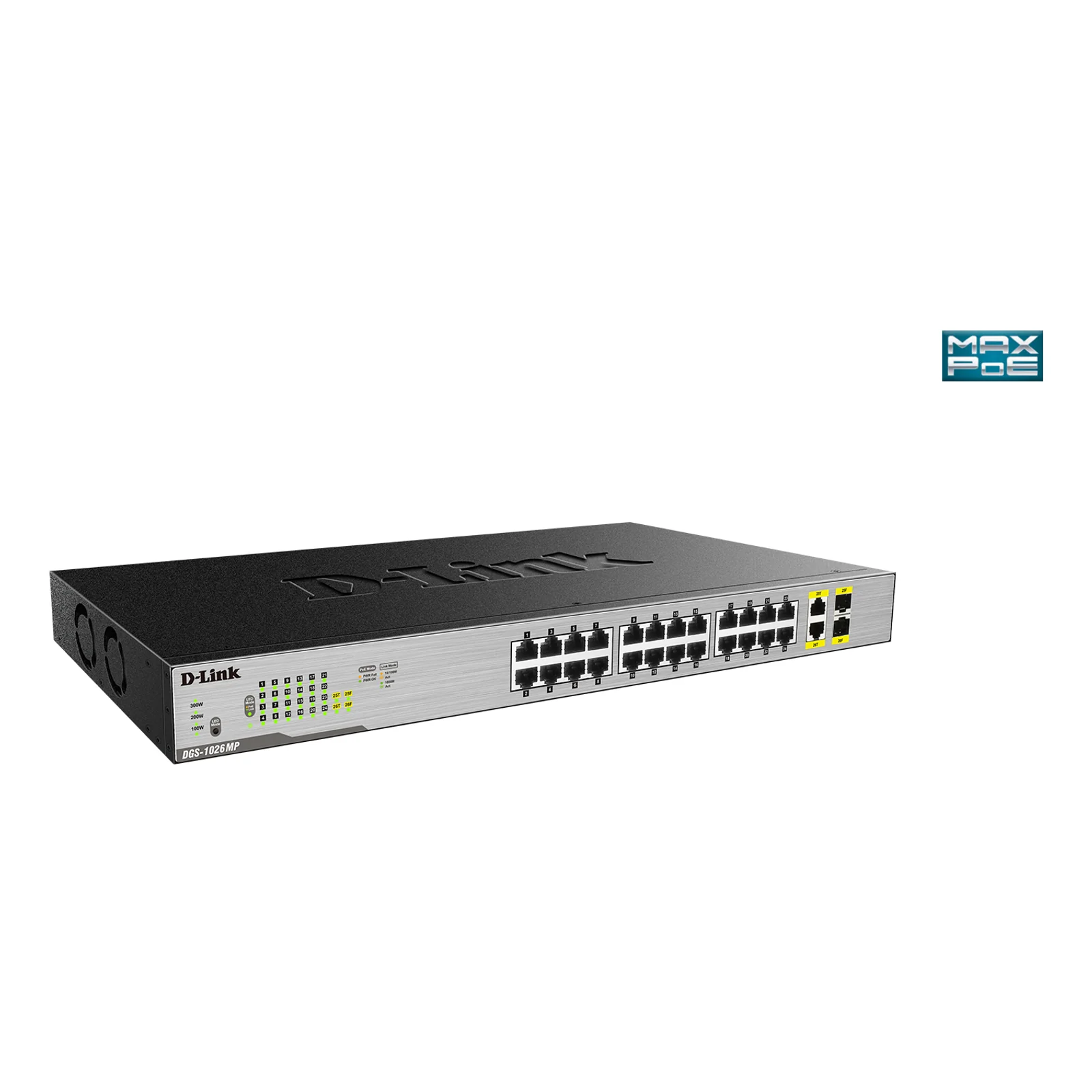 D-Link DGS-1026MP commutateur réseau Non-géré Gigabit Ethernet (10/100/1000) Connexion Ethernet, supportant l'alimentation via ce port (PoE) Noir, Gris