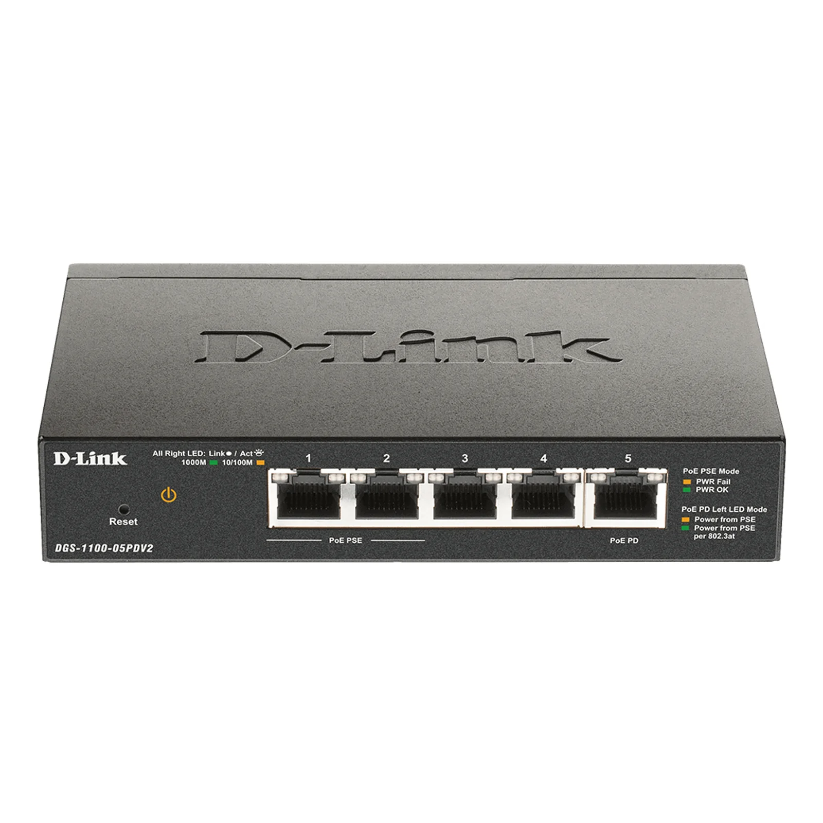 DGS-1100-05PDV2 commutateur réseau Géré Gigabit Ethernet (10/100/1000) Connexion Ethernet, supportant l'alimentation via ce port (PoE) Noir