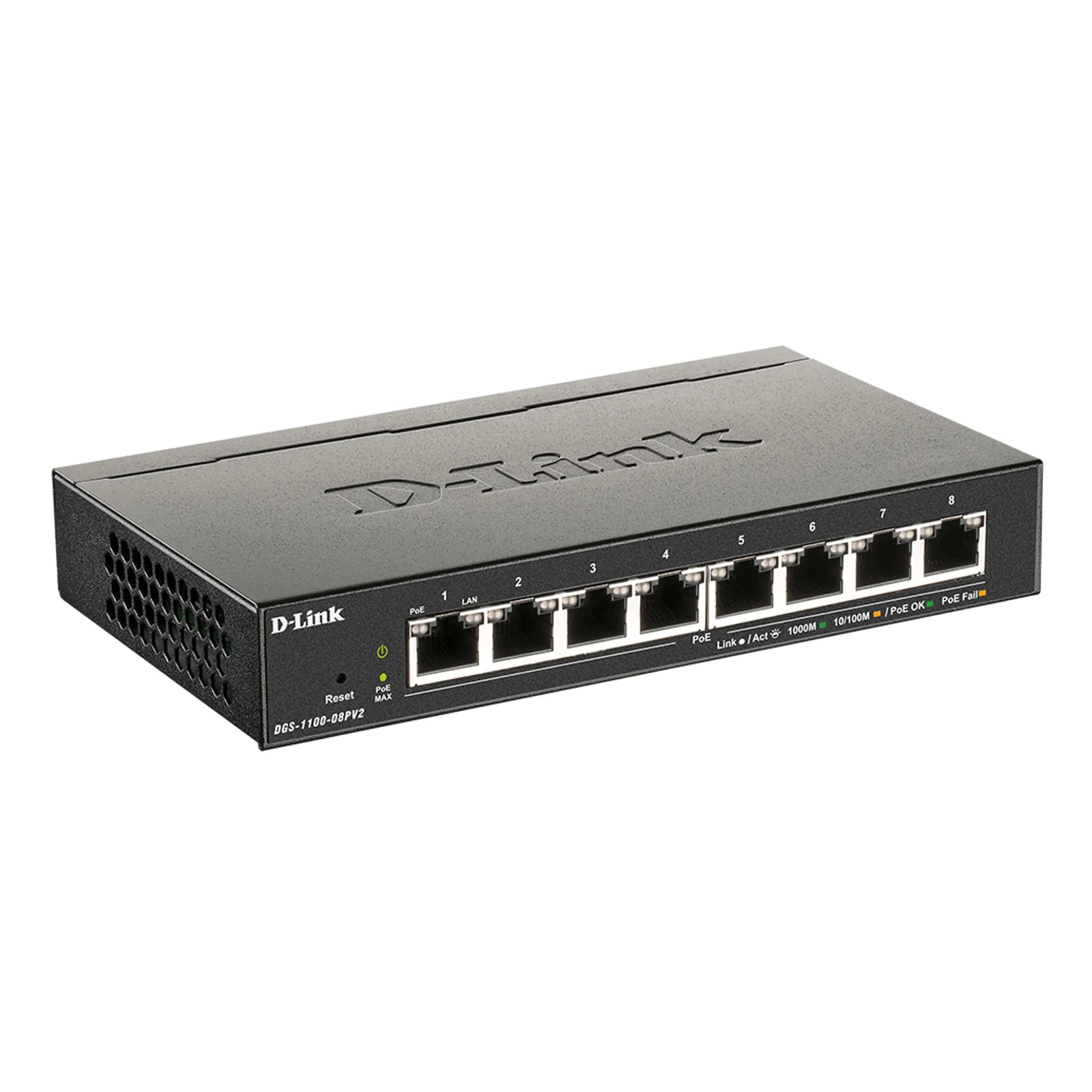 D-Link DGS-1100-08PV2 Géré L2/L3 Gigabit Ethernet (10/100/1000) Connexion Ethernet, supportant l'alimentation via ce port (PoE) Noir