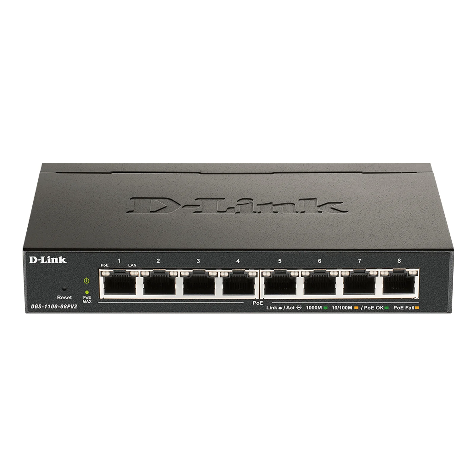 DGS-1100-08PV2 Géré L2/L3 Gigabit Ethernet (10/100/1000) Connexion Ethernet, supportant l'alimentation via ce port (PoE) Noir