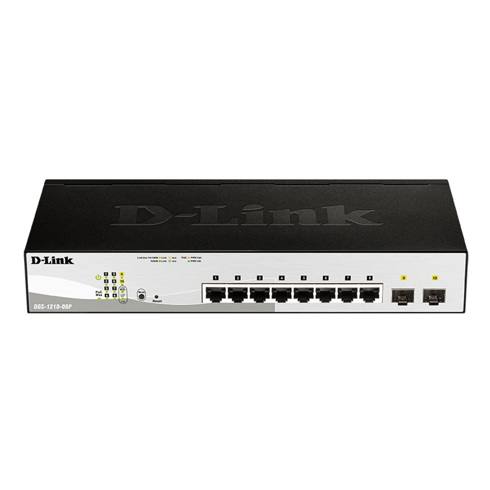 DGS-1210-08P Géré L2 Gigabit Ethernet (10/100/1000) Connexion Ethernet, supportant l'alimentation via ce port (PoE) Noir