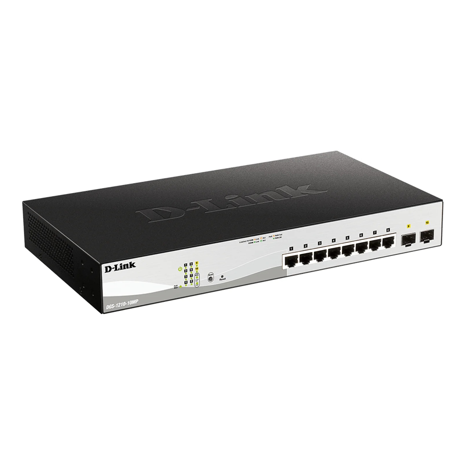 D-Link DGS-1210-10MP Géré L2 Gigabit Ethernet (10/100/1000) Connexion Ethernet, supportant l'alimentation via ce port (PoE) Noir, Gris
