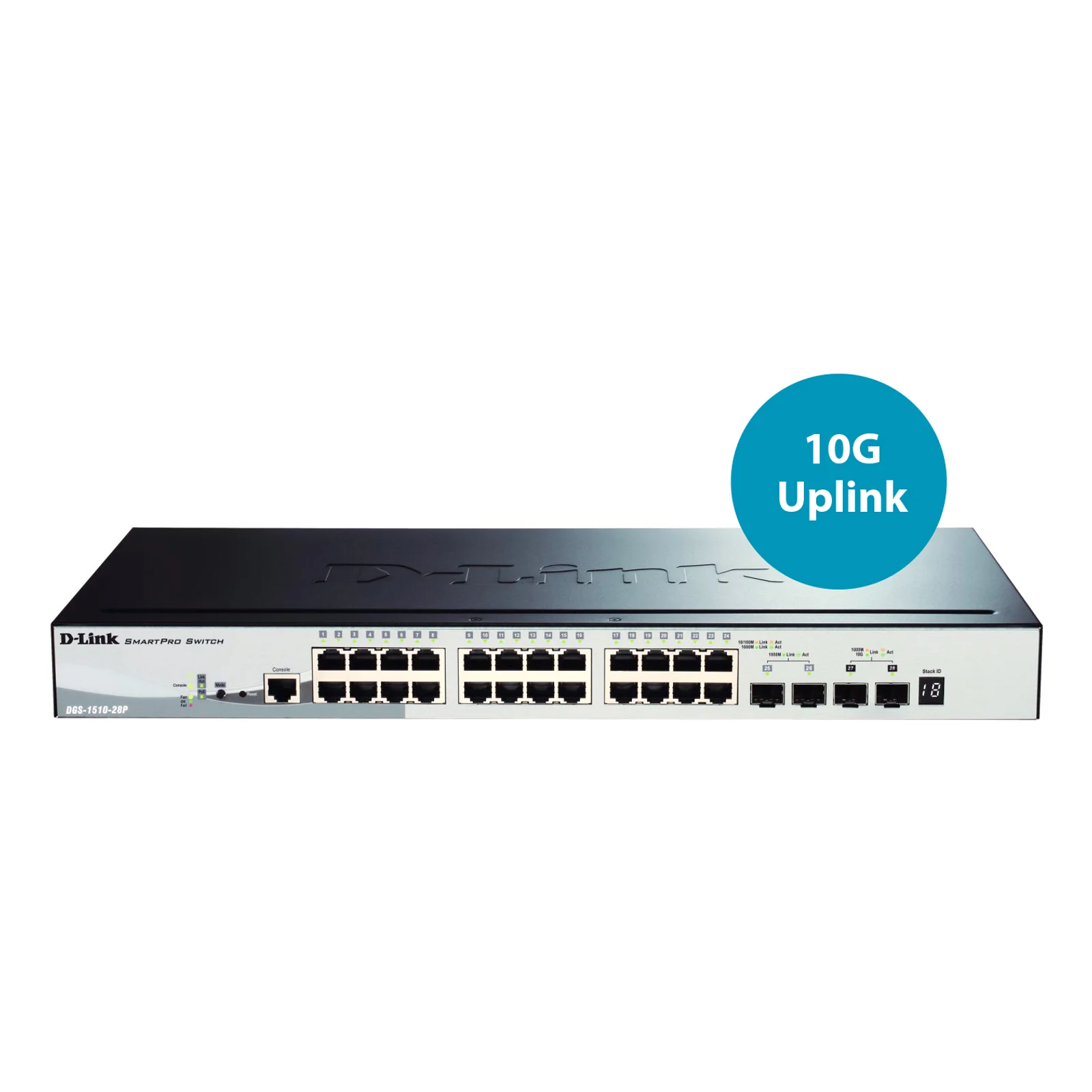 D-Link DGS-1510-28P commutateur réseau Géré L3 Gigabit Ethernet (10/100/1000) Connexion Ethernet, supportant l'alimentation via ce port (PoE) Noir