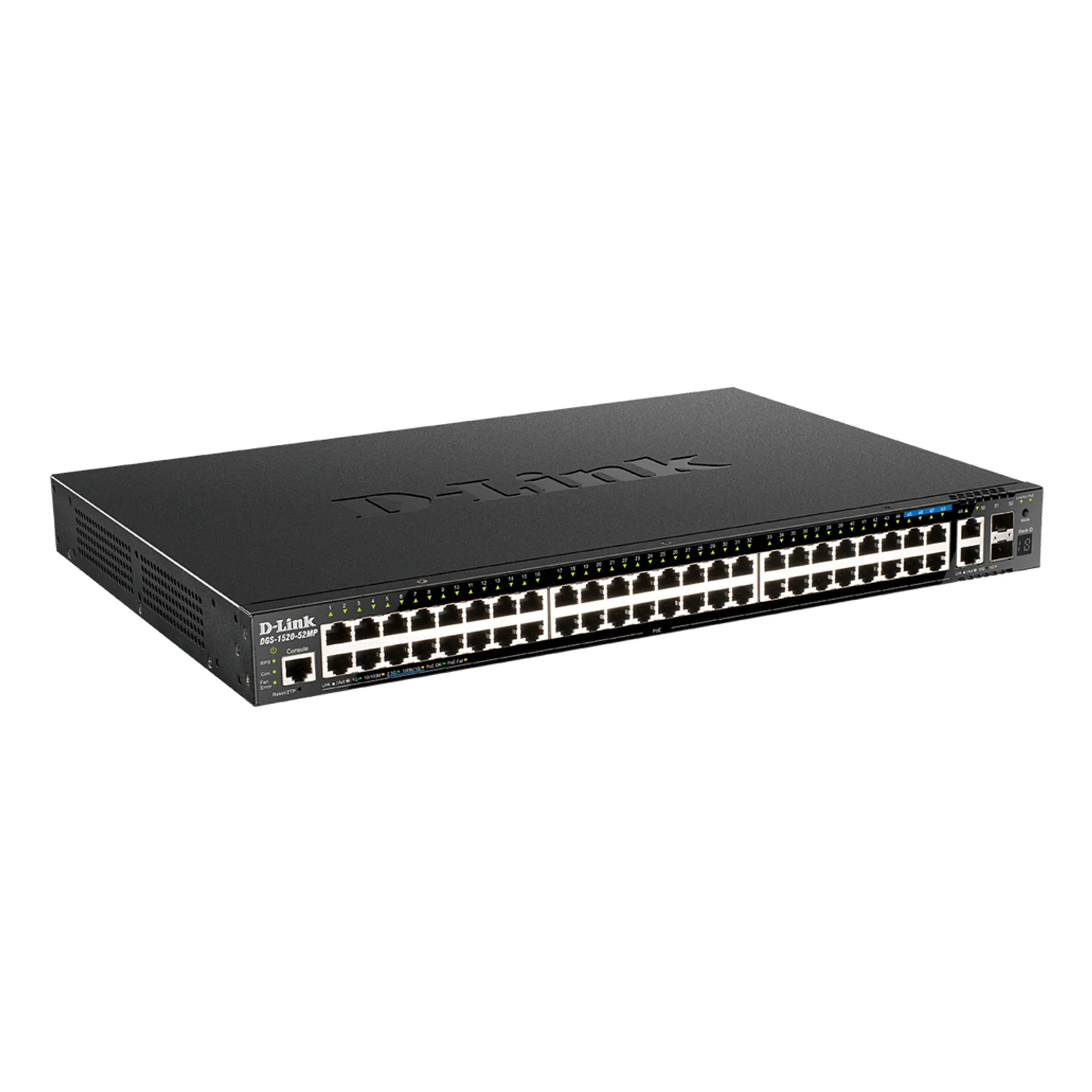 DGS-1520-52MP Géré L3 Gigabit Ethernet (10/100/1000) Connexion Ethernet, supportant l'alimentation via ce port (PoE) 1U Noir