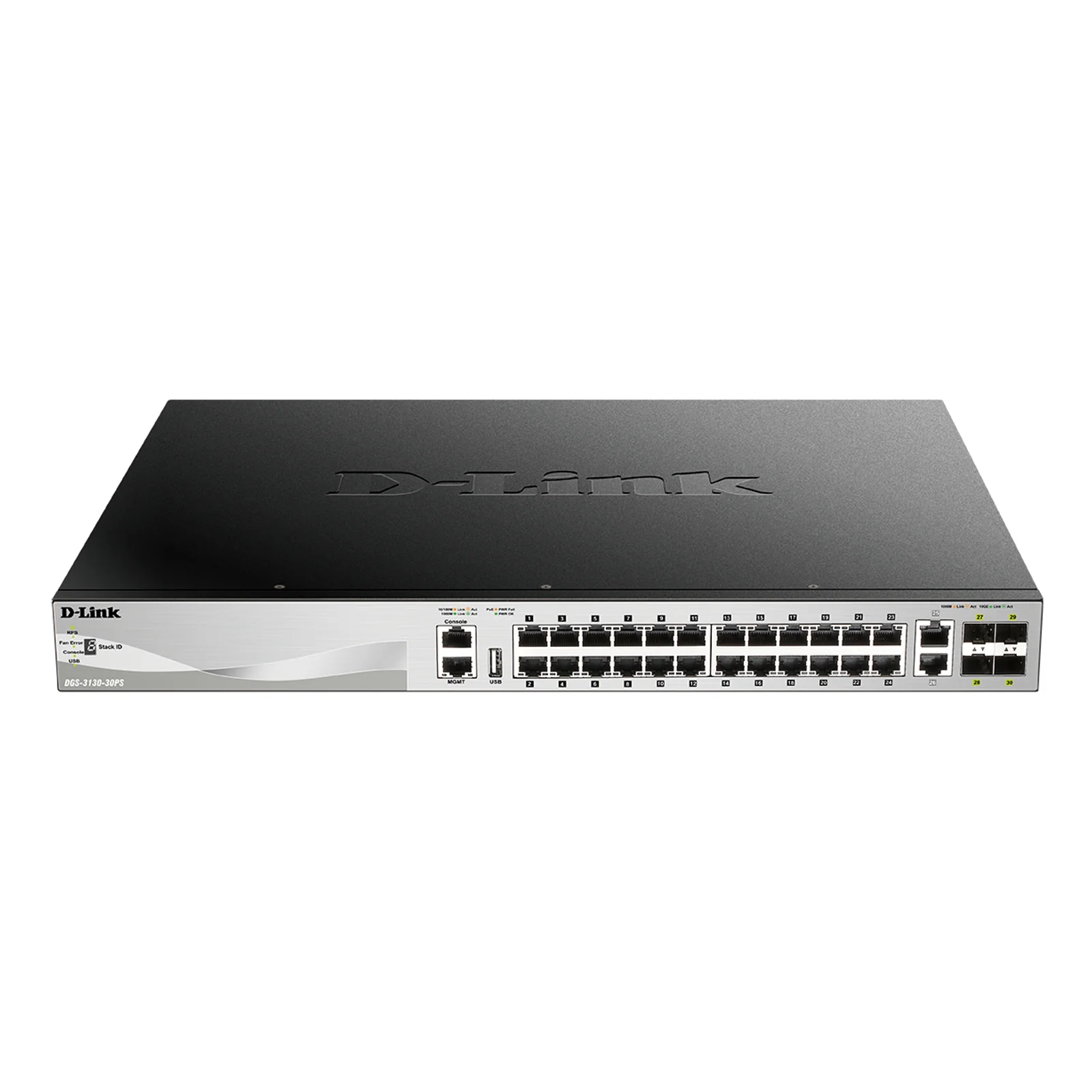 D-Link DGS-3130-30PS/E commutateur réseau Géré L3 Gigabit Ethernet (10/100/1000) Connexion Ethernet, supportant l'alimentation via ce port (PoE) Gris