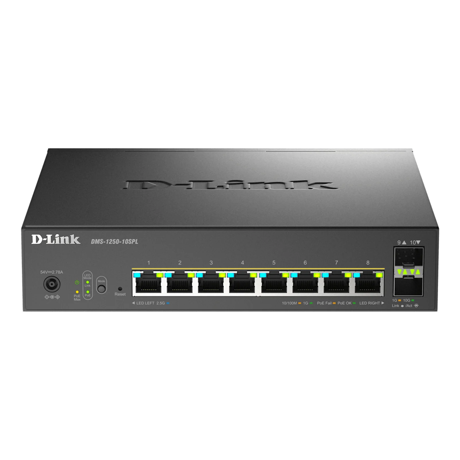 DMS-1250-10SPL Géré L2/L3 2.5G Ethernet (100/1000/2500) Connexion Ethernet, supportant l'alimentation via ce port (PoE) Noir