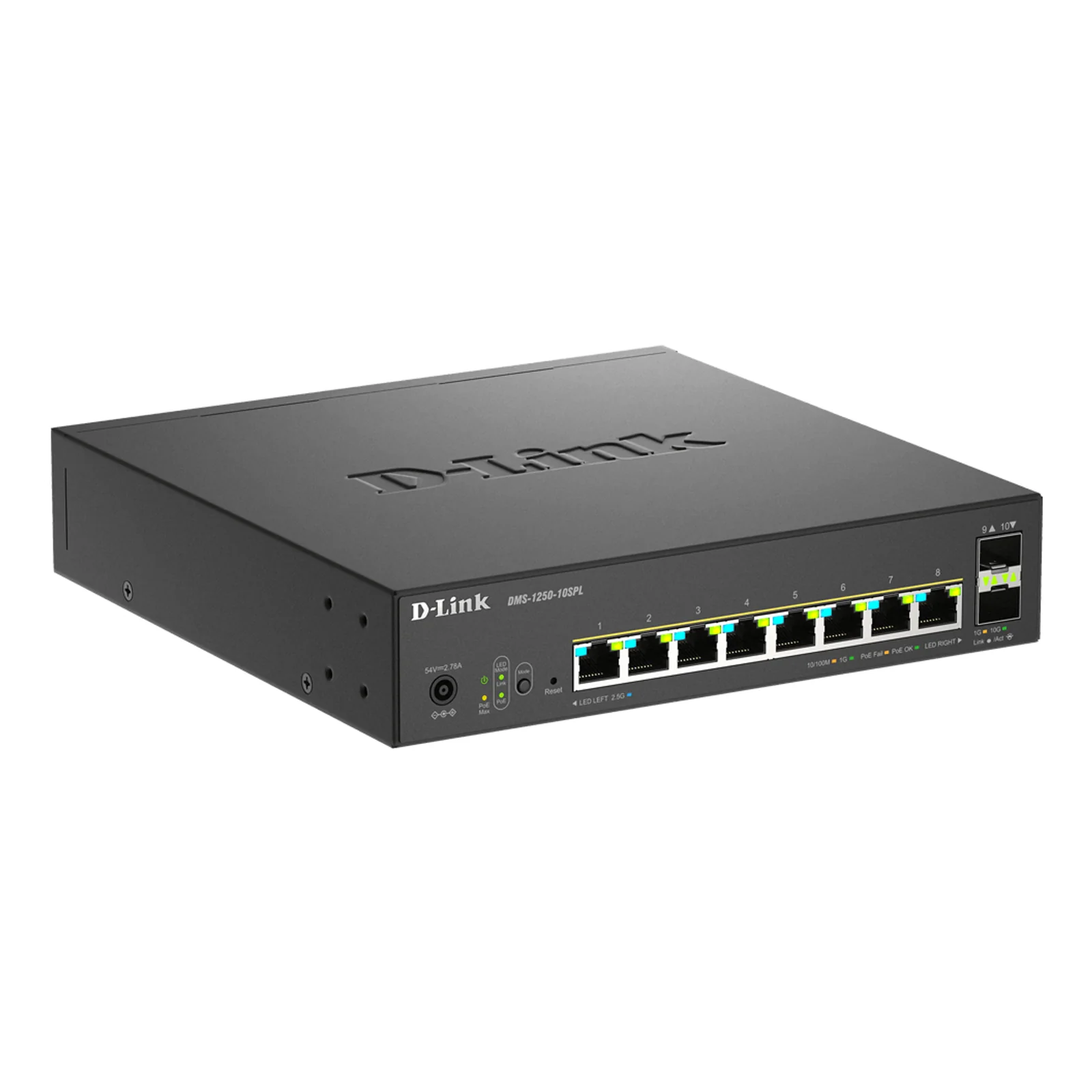 D-Link DMS-1250-10SPL Géré L2/L3 2.5G Ethernet (100/1000/2500) Connexion Ethernet, supportant l'alimentation via ce port (PoE) Noir