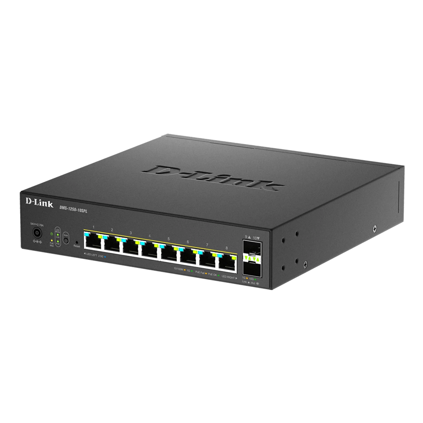 D-Link DMS-1250-10SPL Géré L2/L3 2.5G Ethernet (100/1000/2500) Connexion Ethernet, supportant l'alimentation via ce port (PoE) Noir