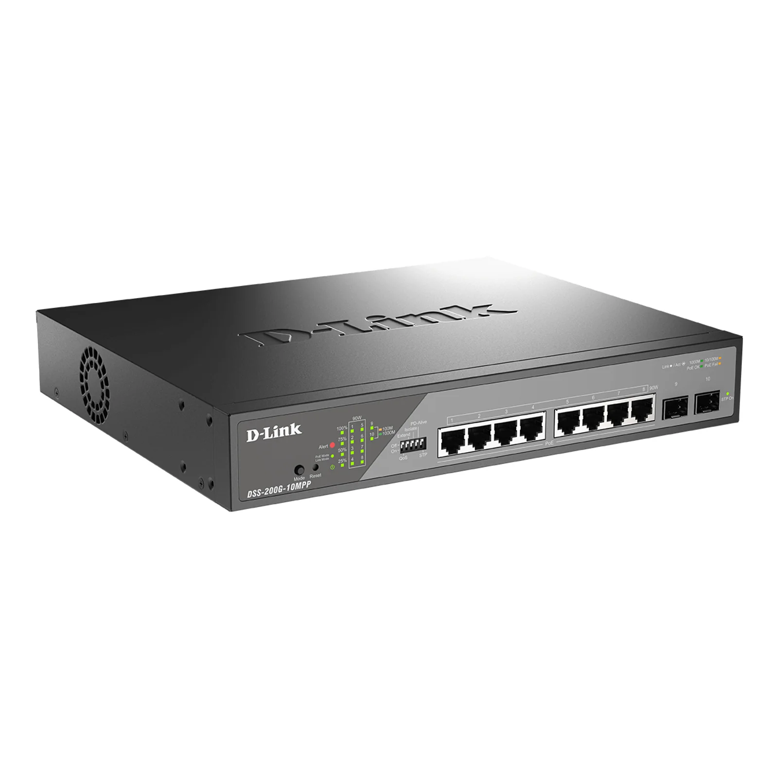 D-Link DSS-200G-10MP/E commutateur réseau Géré L2 Gigabit Ethernet (10/100/1000) Connexion Ethernet, supportant l'alimentation via ce port (PoE) 1U Gris