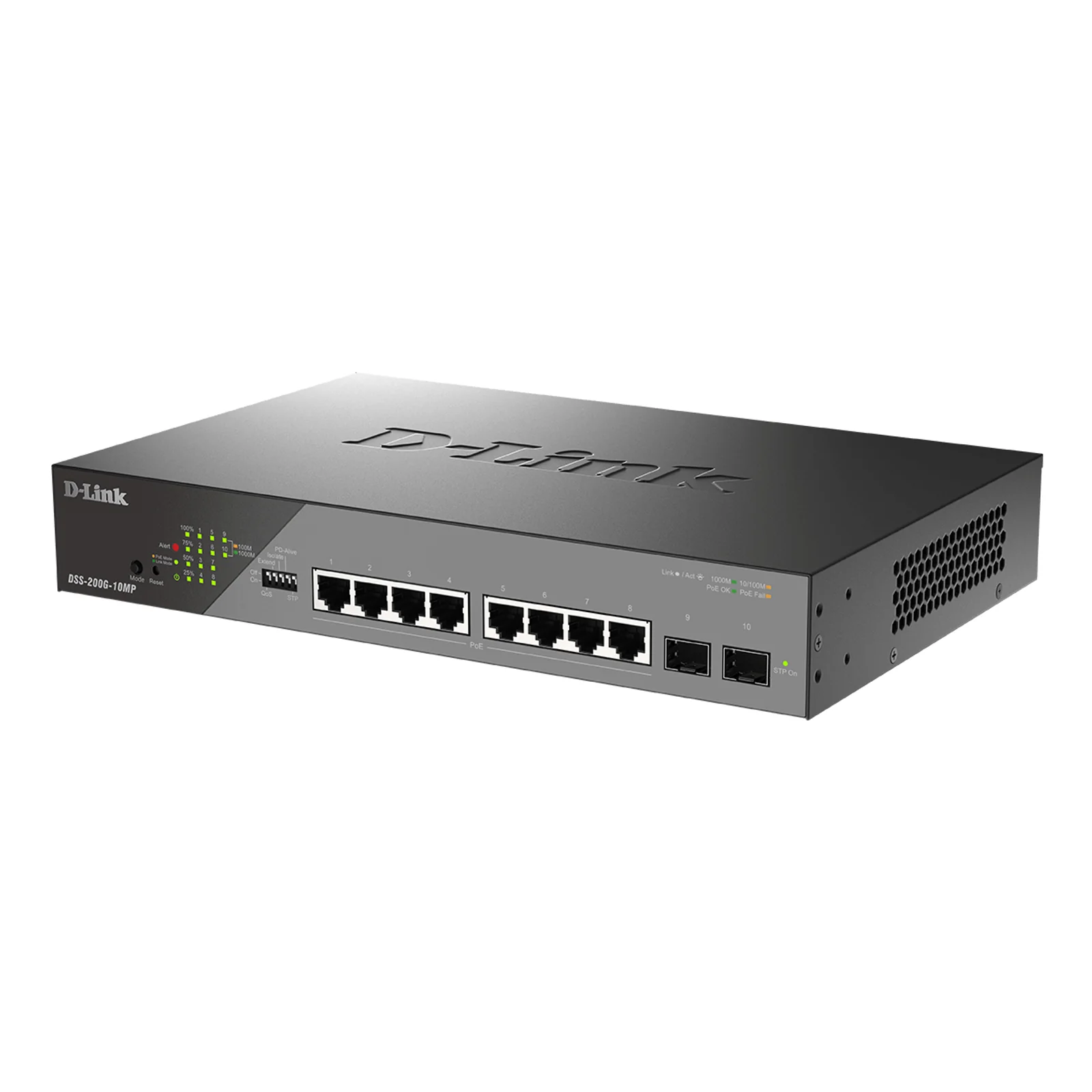 D-Link DSS-200G-10MP/E commutateur réseau Géré L2 Gigabit Ethernet (10/100/1000) Connexion Ethernet, supportant l'alimentation via ce port (PoE) 1U Gris