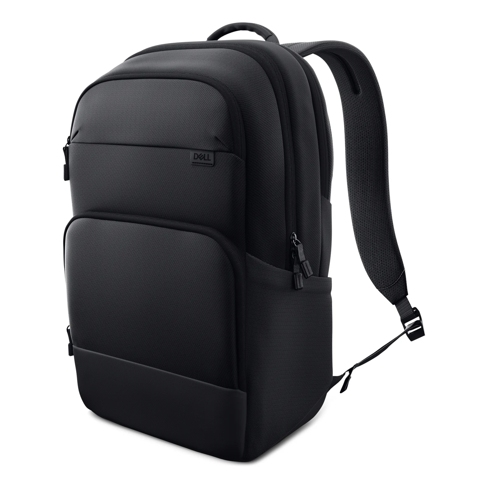 Vue trois quarts droite montrant la structure verticale du sac, le compartiment principal et le revêtement texturé déperlant