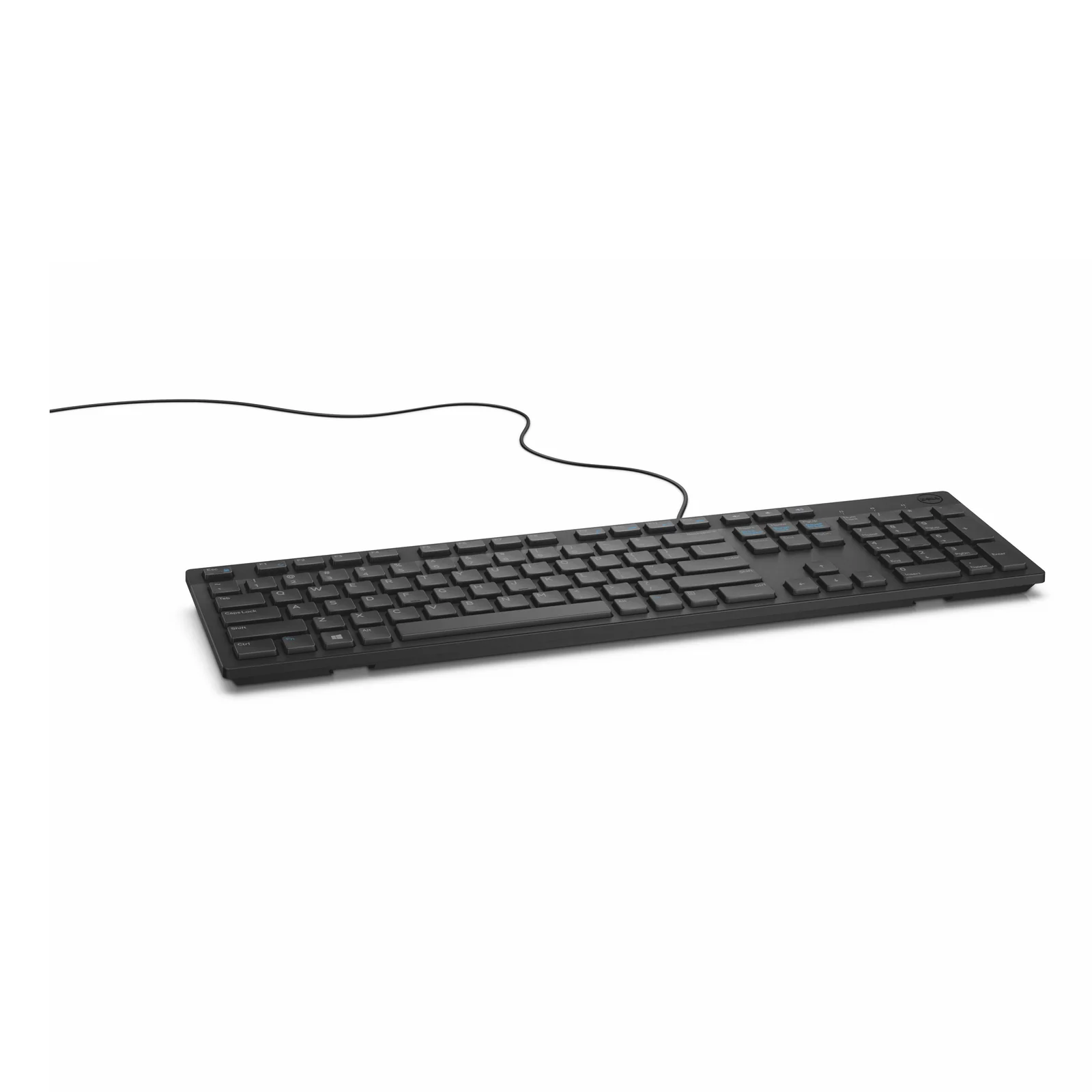 Dell KB216, vue de face, clavier filaire noir pleine taille QWERTY US International