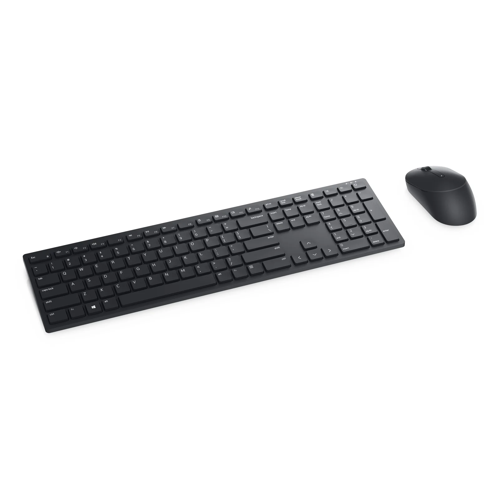 Pack clavier et souris Dell KM5221W noir, vue en légère plongée