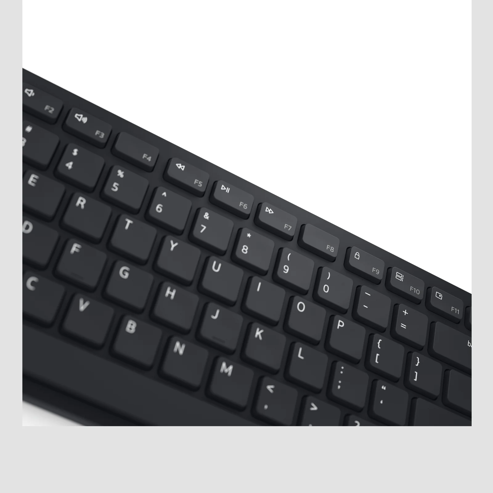 Détail rapproché des touches F2 à F11 et des touches lettres du clavier noir