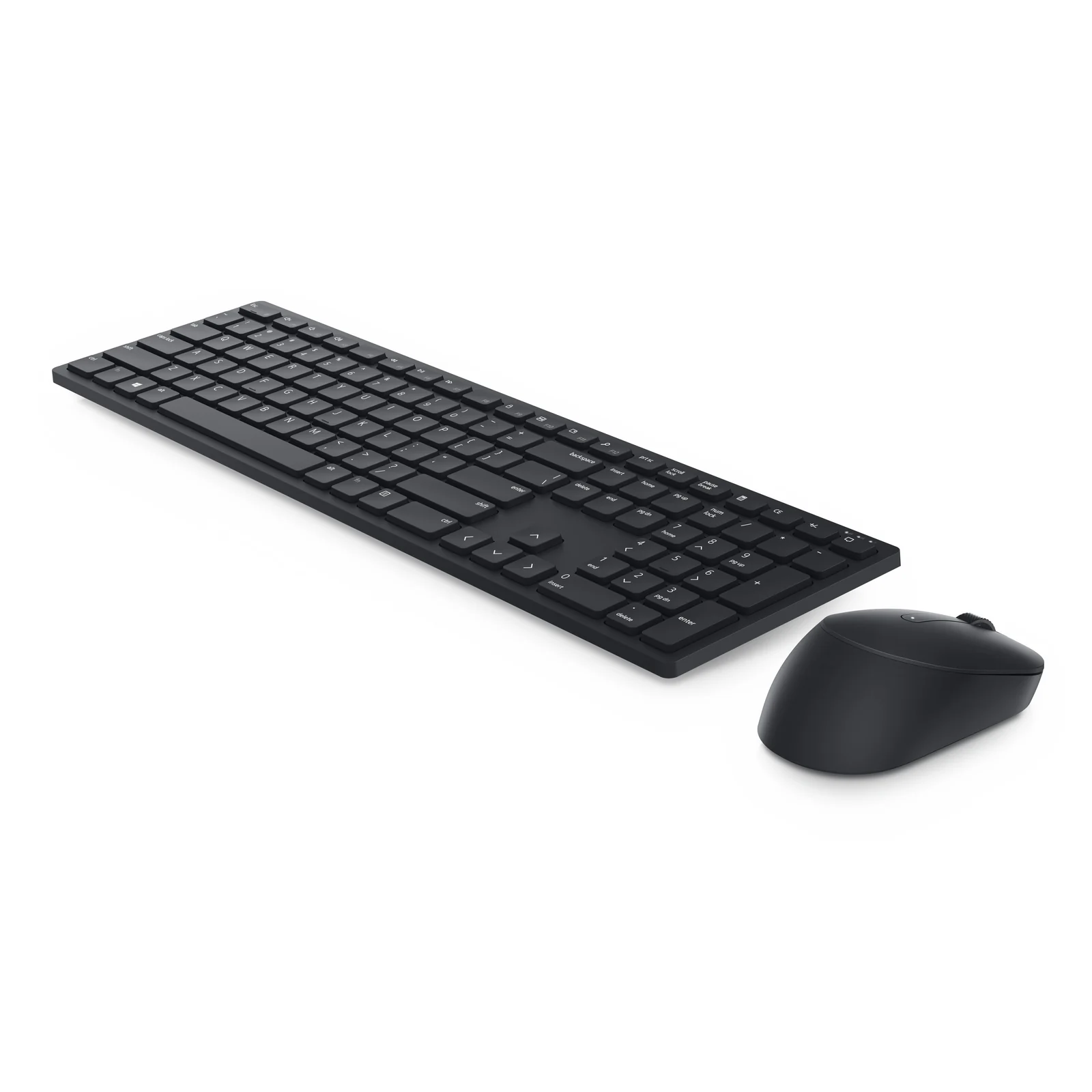 Vue de trois quarts du clavier et de la souris noirs sur fond blanc