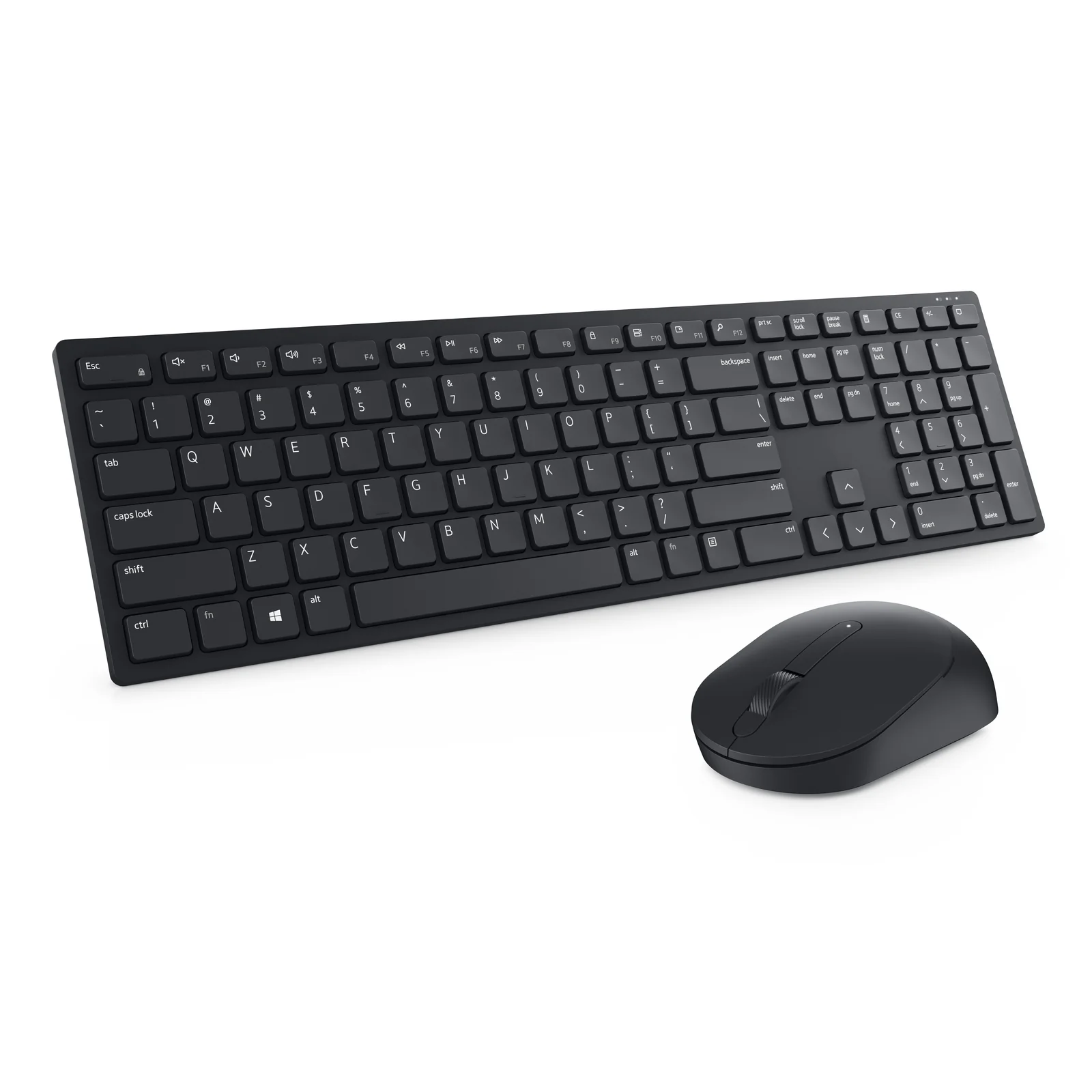 Vue d'ensemble du clavier noir AZERTY et de la souris noire vue de dessus