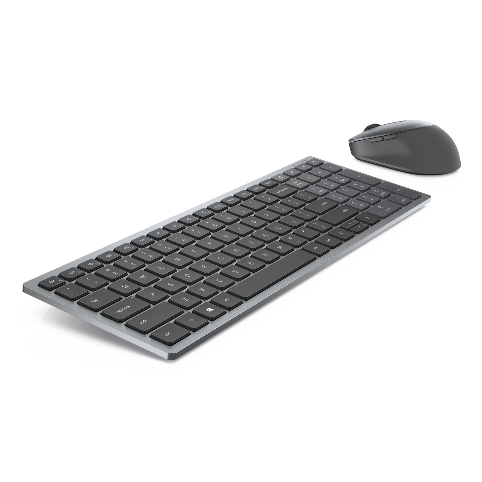 Clavier Dell KM7120W et souris sans fil, vue de dessus, disposition des touches AZERTY