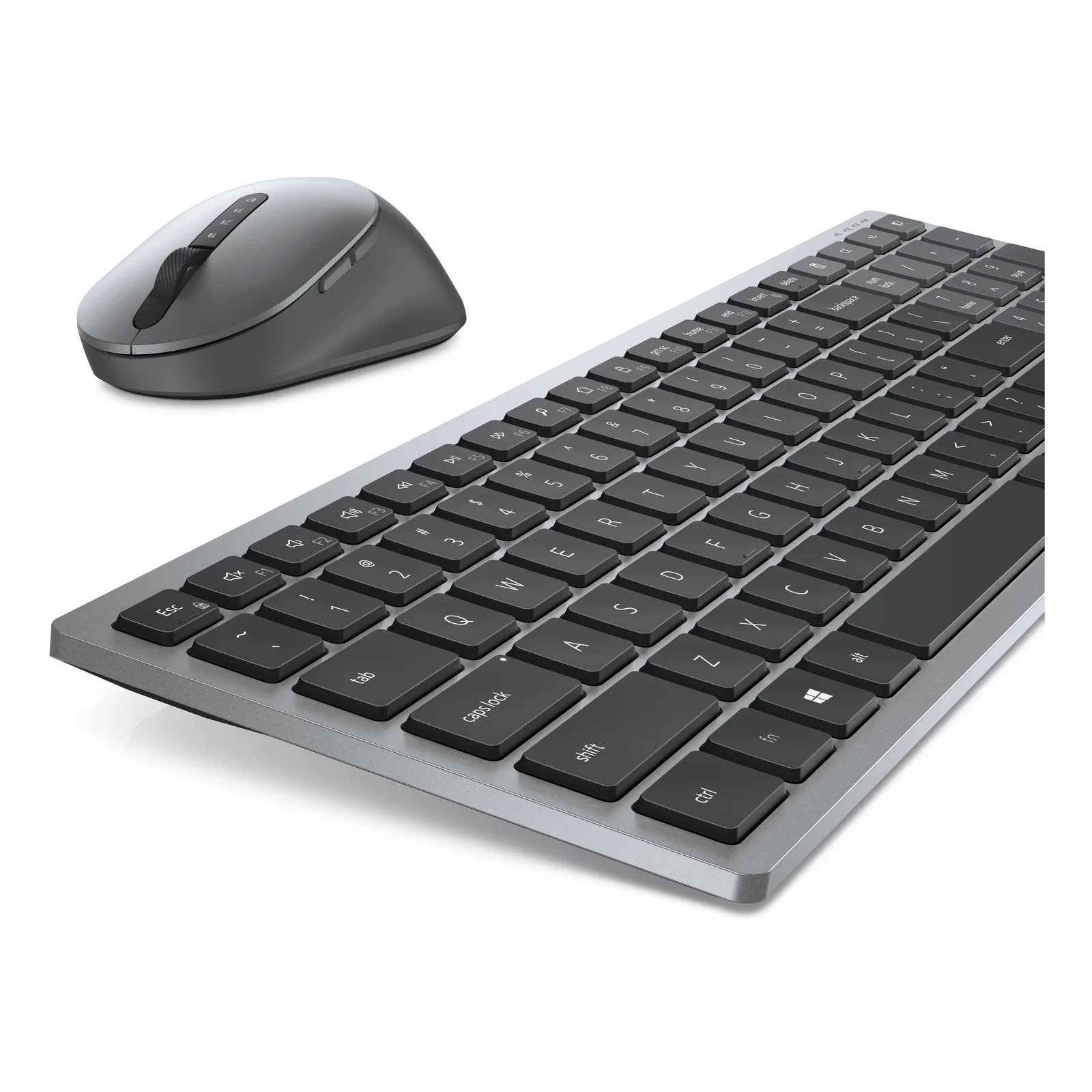 Ensemble clavier et souris Dell KM7120W gris titane, vue de face légèrement de biais