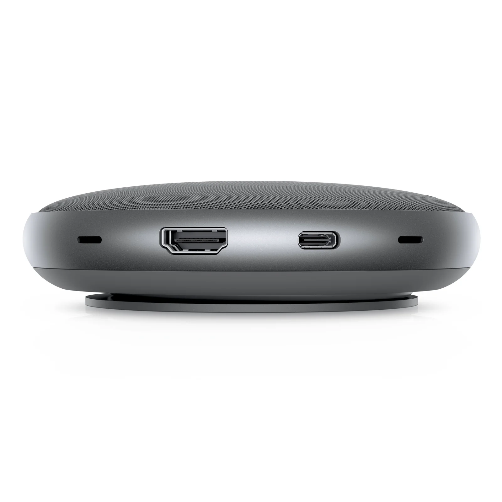 Vue de profil, ports HDMI et USB-C visibles côte à côte sur le bord