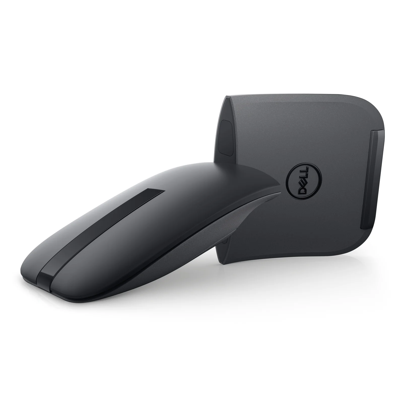 Dell MS700 noire avec son récepteur USB posé à côté, vue frontale