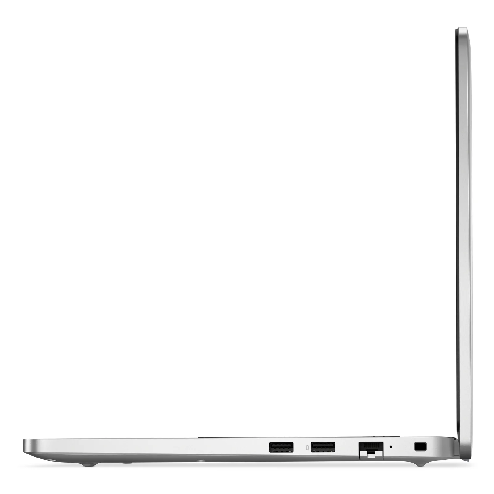Tranche droite Dell Pro 14 PC14250, ports USB-A et RJ-45, châssis platine argenté
