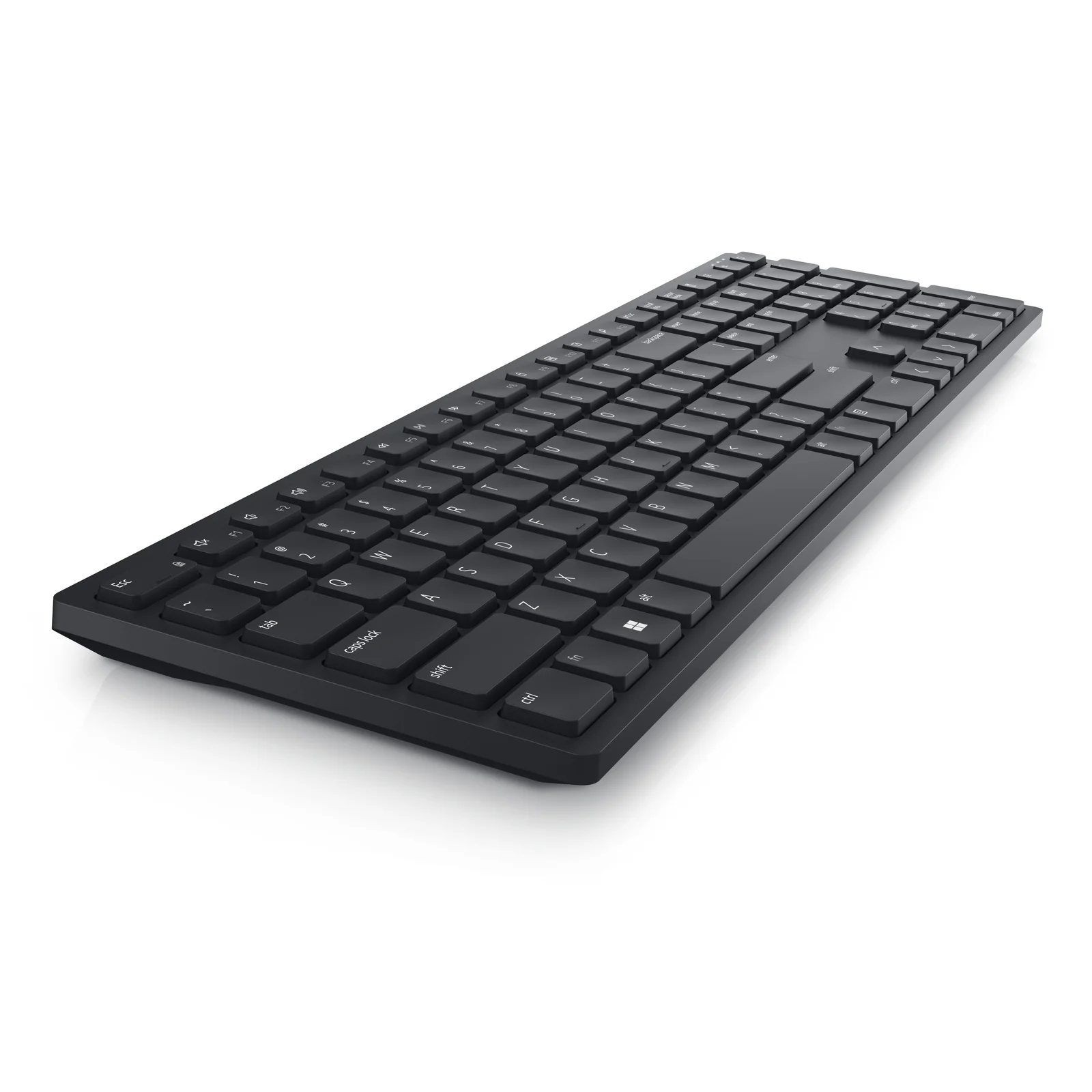 Vue trois-quarts arrière du clavier avec barre d'espace et touches modificateurs de la rangée inférieure