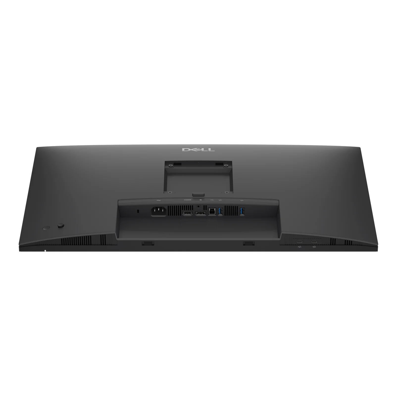 Détail bas arrière du moniteur 24 pouces avec ports HDMI, DisplayPort, USB amont type-B et USB-C 15 W aval