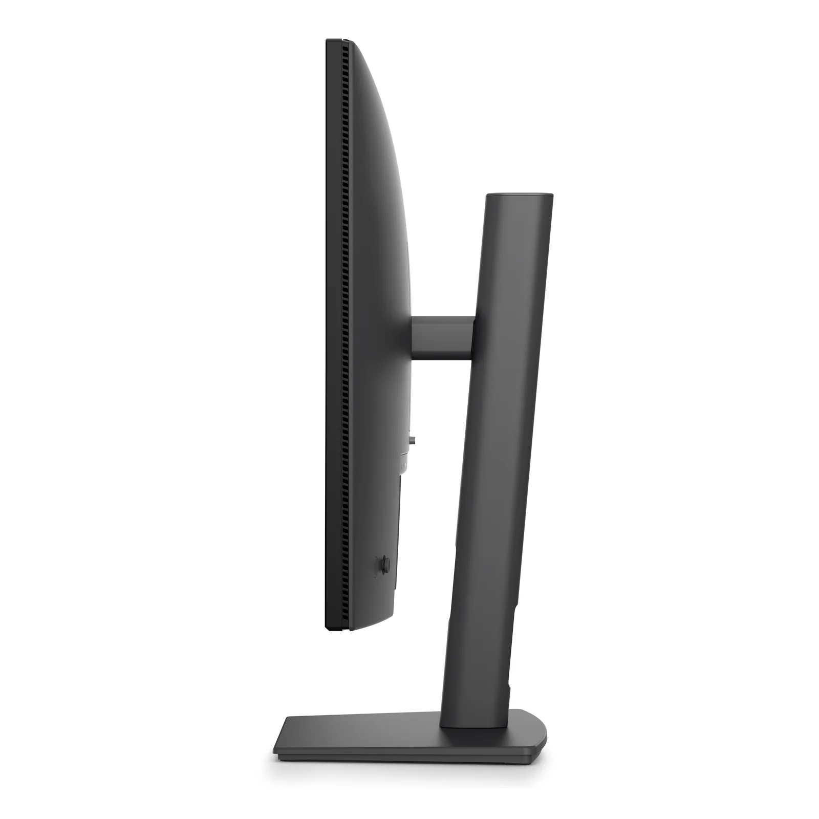Vue de dessous du moniteur détaillant la rangée de ports HDMI, DisplayPort, USB-C, USB-A et RJ45
