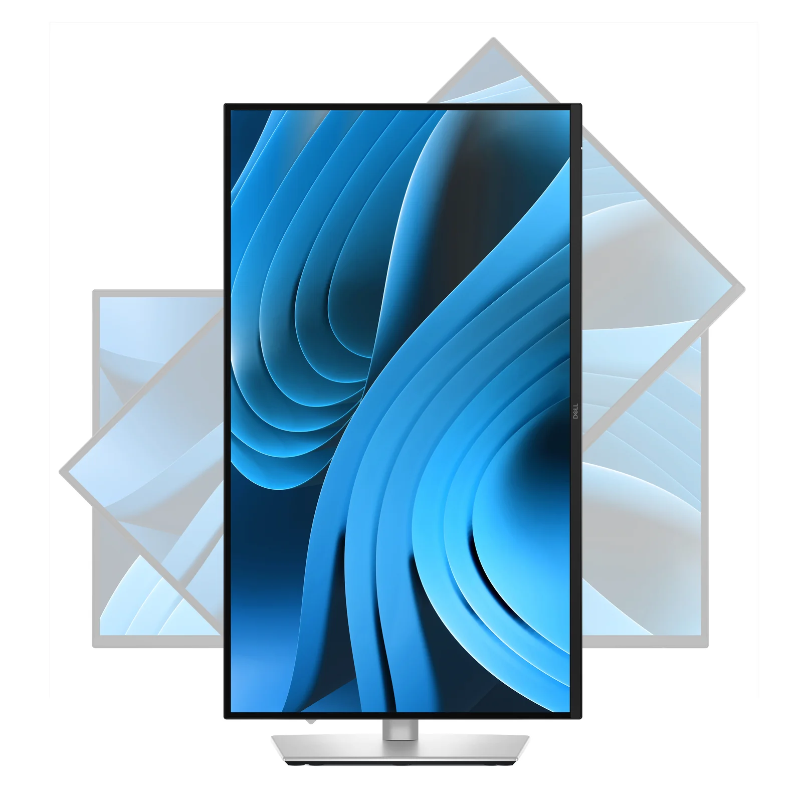 Vue de face du moniteur en orientation portrait montrant la rotation pivot 90 degrés