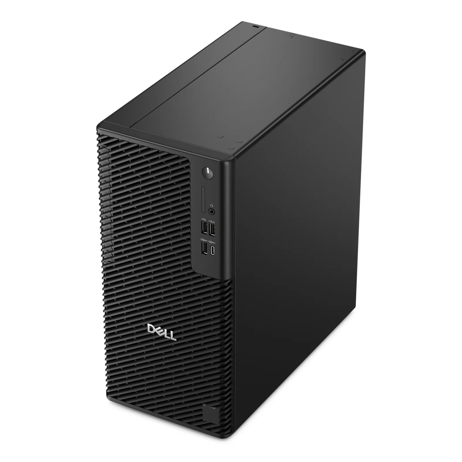 Dell Pro Precision 7 T1, angle avant gauche, grille de ventilation et connecteurs avant