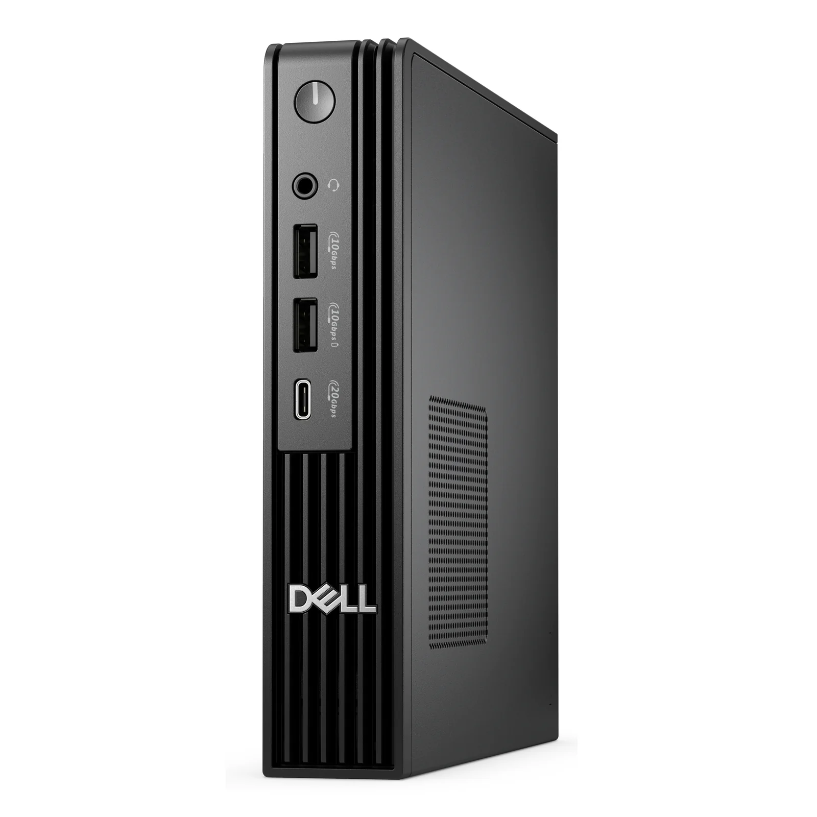 Dell Pro QBM1250 Plus, vue trois quarts avant, châssis compact couleur noire