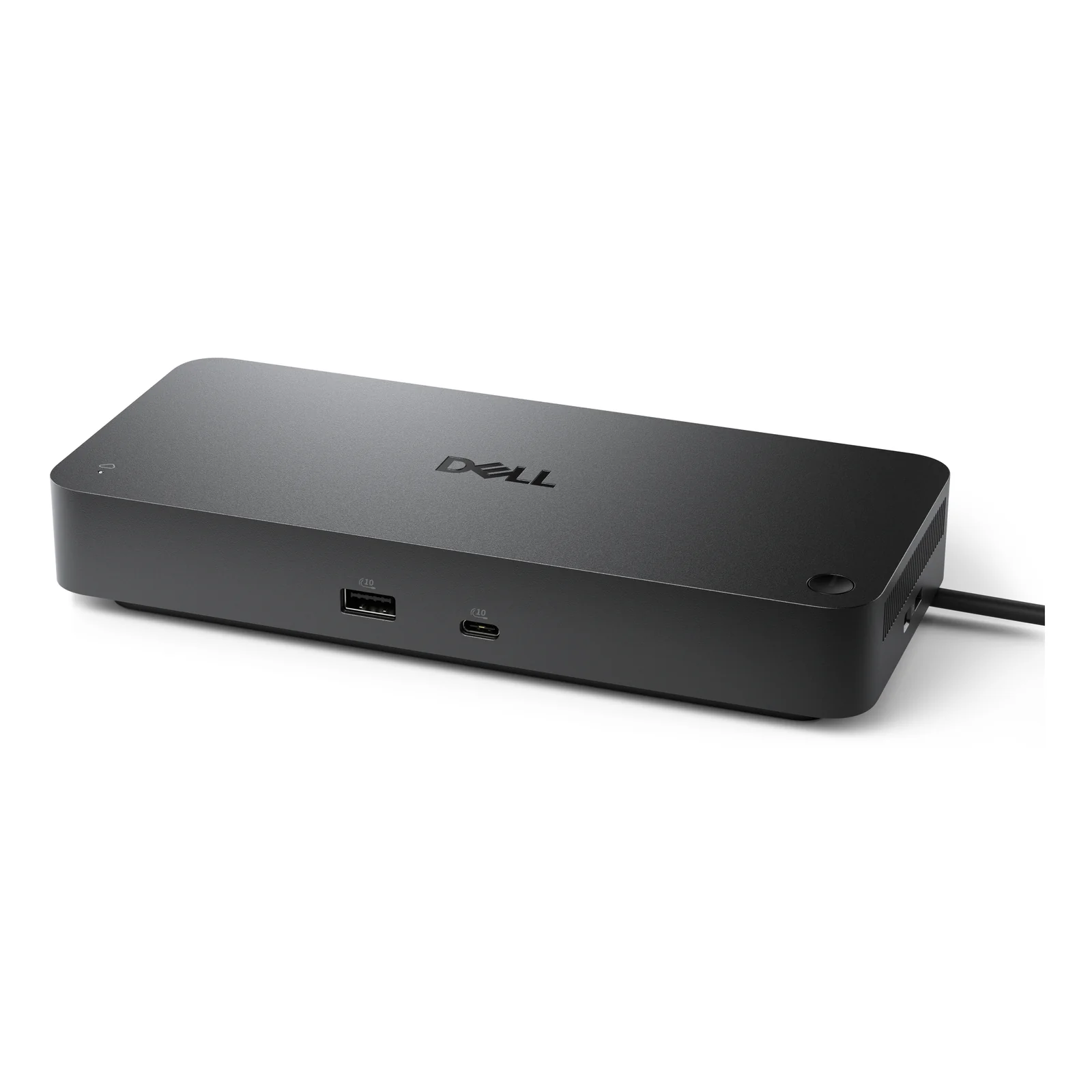 Vue arrière du dock détaillant HDMI, 2 DisplayPort, 1 USB-C DisplayPort, 3 USB-A 10 Gbit/s, RJ45 Ethernet et entrée d'alimentation