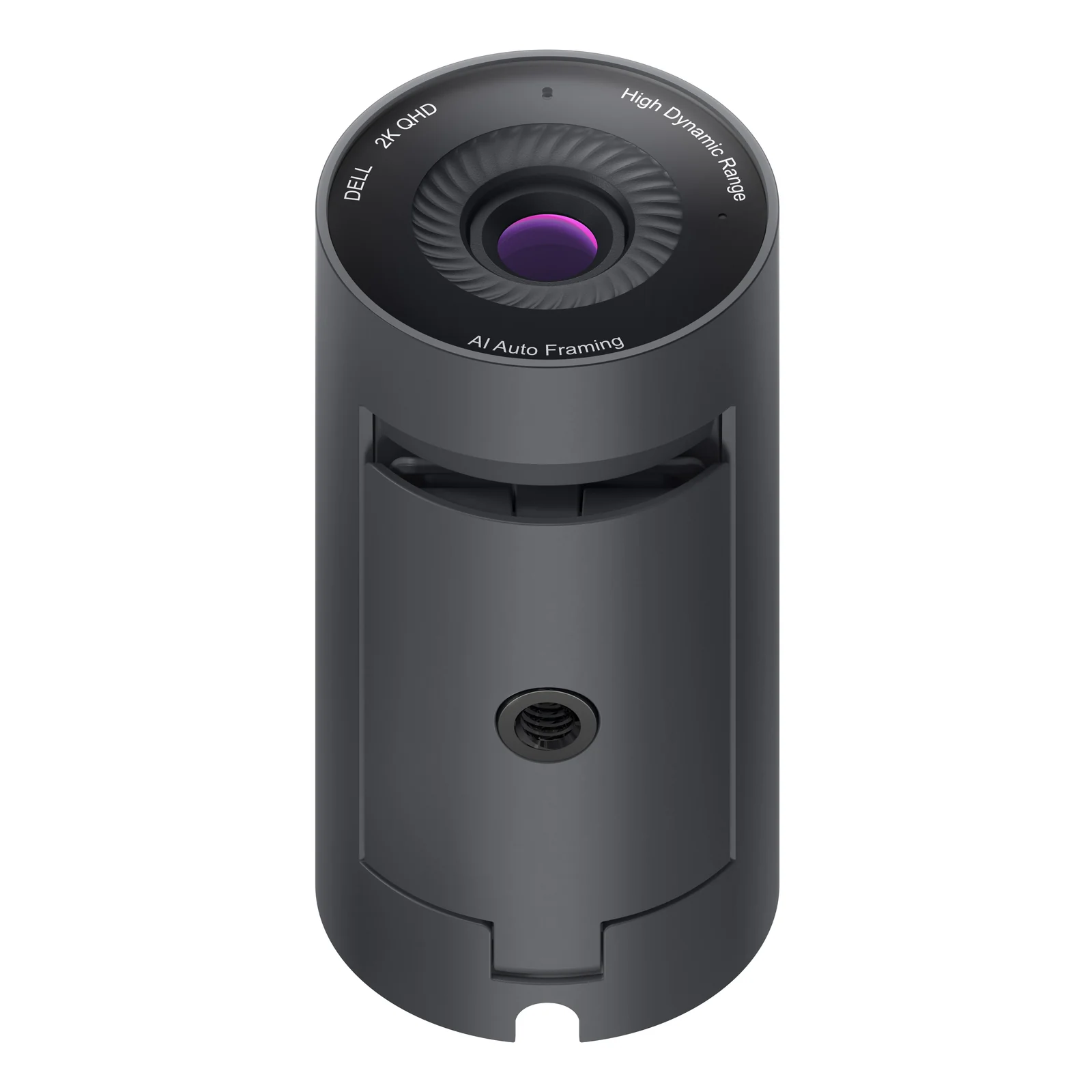 Webcam vue de dessus, pas de vis trépied 1/4 pouce visible sur le clip de fixation