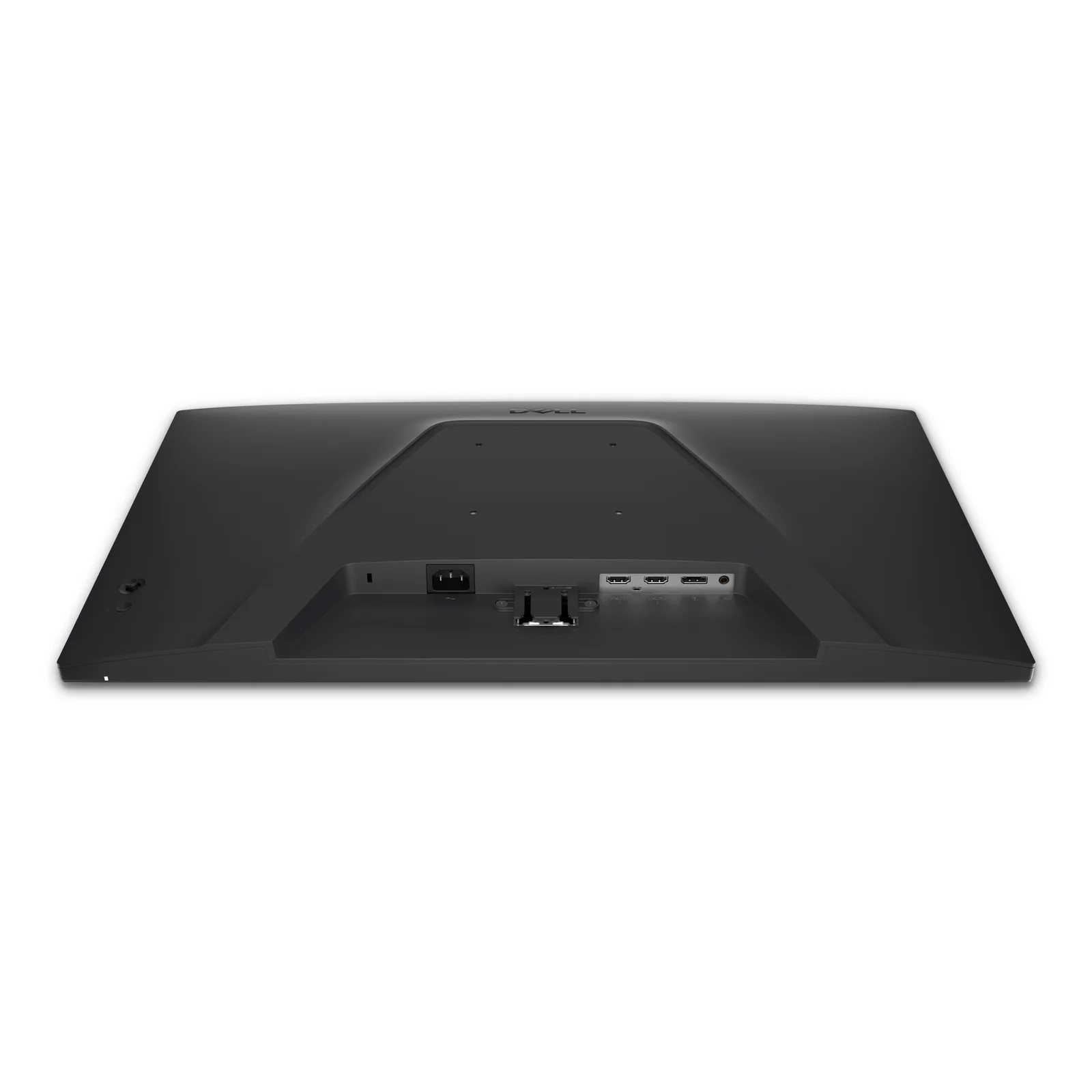 Vue en plongée arrière montrant la connectique alignée avec deux ports HDMI, DisplayPort et prise jack 3,5 mm