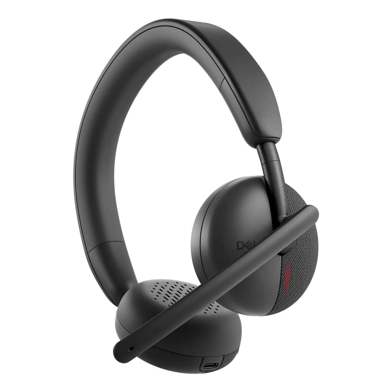 Casque vu de trois quarts avec micro-tige passé devant la coque pour le rangement à plat