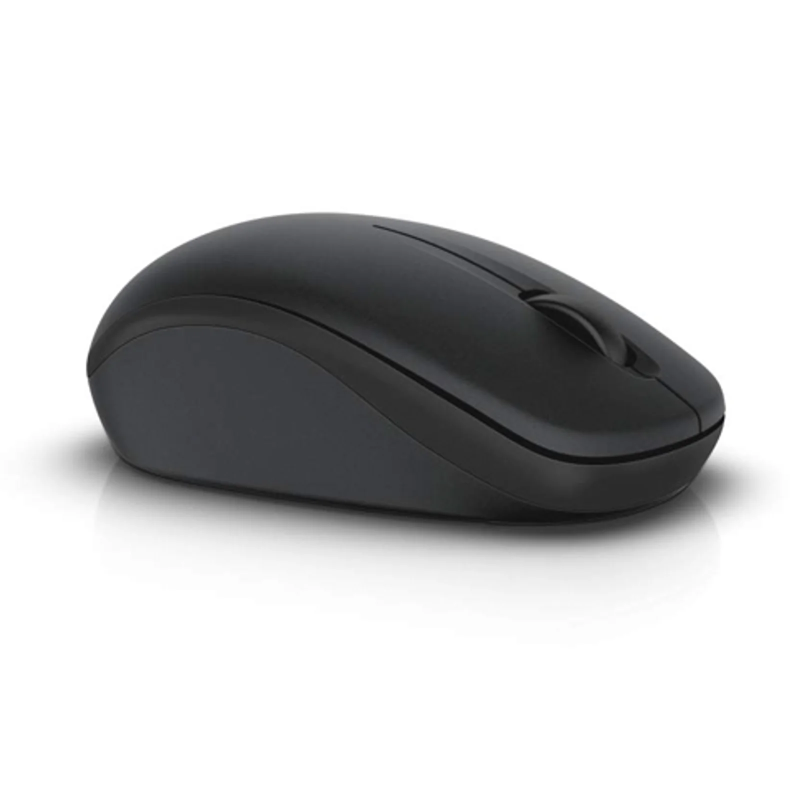 Souris sans fil Dell WM126 noire, vue trois quarts arrière gauche, dessus de coque