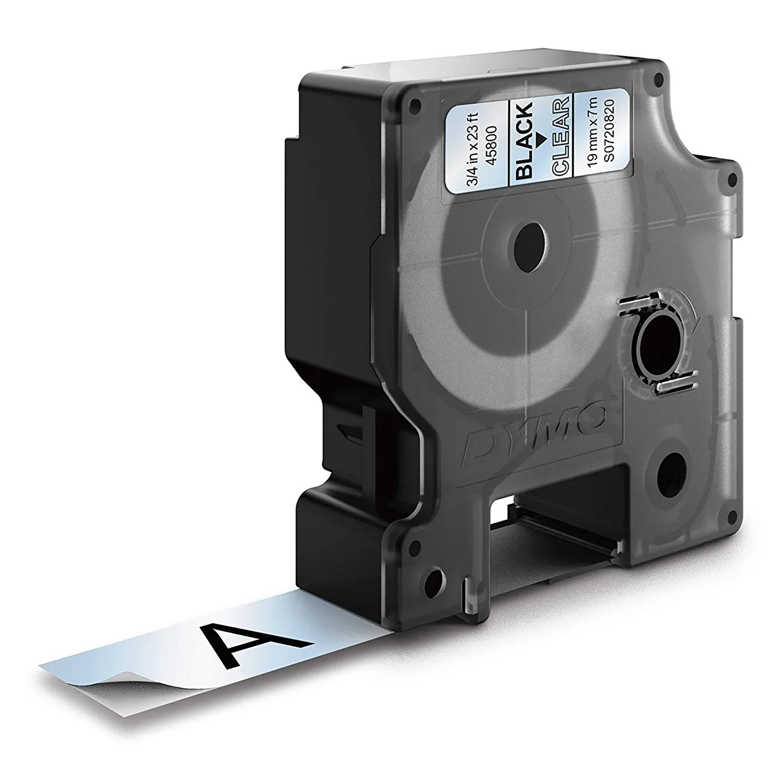 DYMO D1 étiquettes autocollantes authentiques de hautes performances en polyester | 19mm x 7m | 19mm | impression en noir sur fond transparent | pour étiqueteuses LabelManager