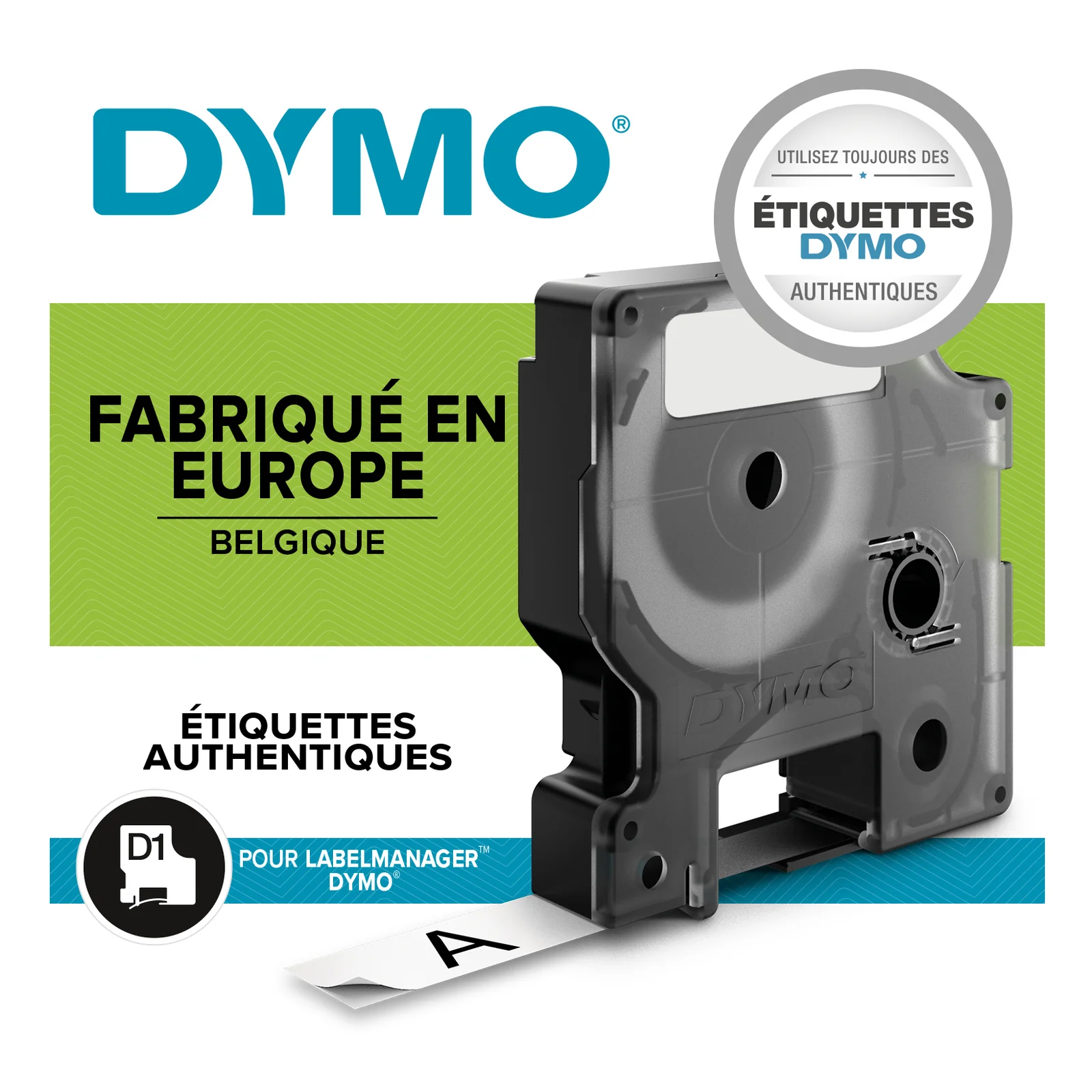 DYMO D1 étiquettes autocollantes authentiques de hautes performances en polyester | 19mm x 7m | impression en noir sur fond jaune | pour étiqueteuses LabelManager