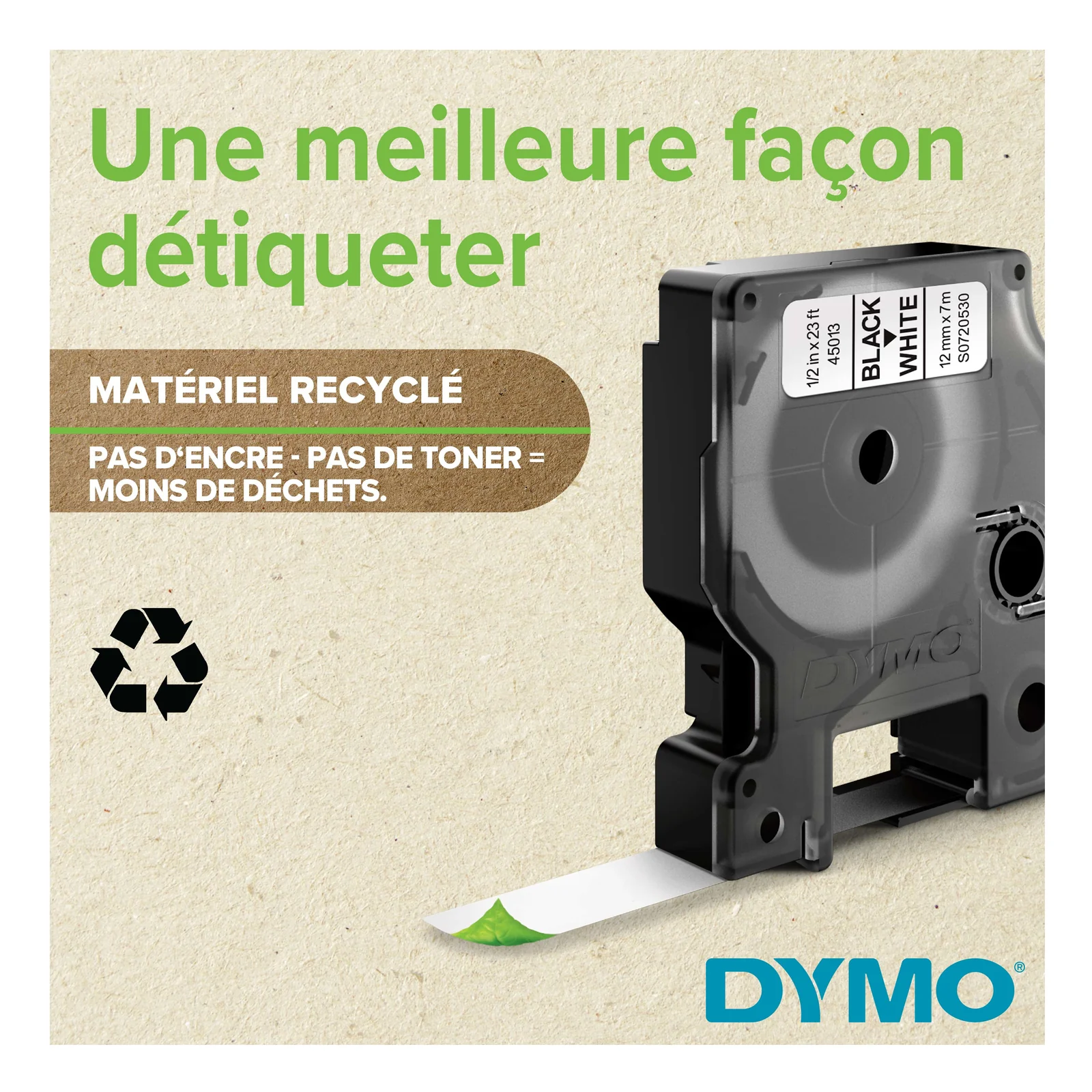 DYMO D1 étiquettes autocollantes authentiques de hautes performances en polyester | 19mm x 7m | impression en noir sur fond rouge | pour étiqueteuses LabelManager