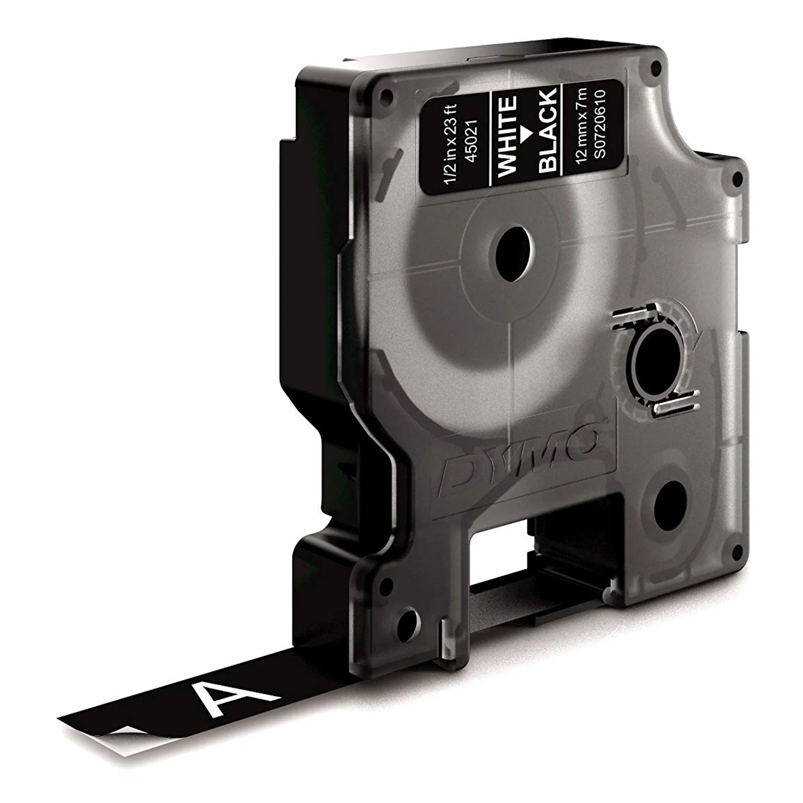 DYMO D1 étiquettes autocollantes authentiques | impression en blanc sur fond noir | 12 mm x 7 m | pour étiqueteuses LabelManager