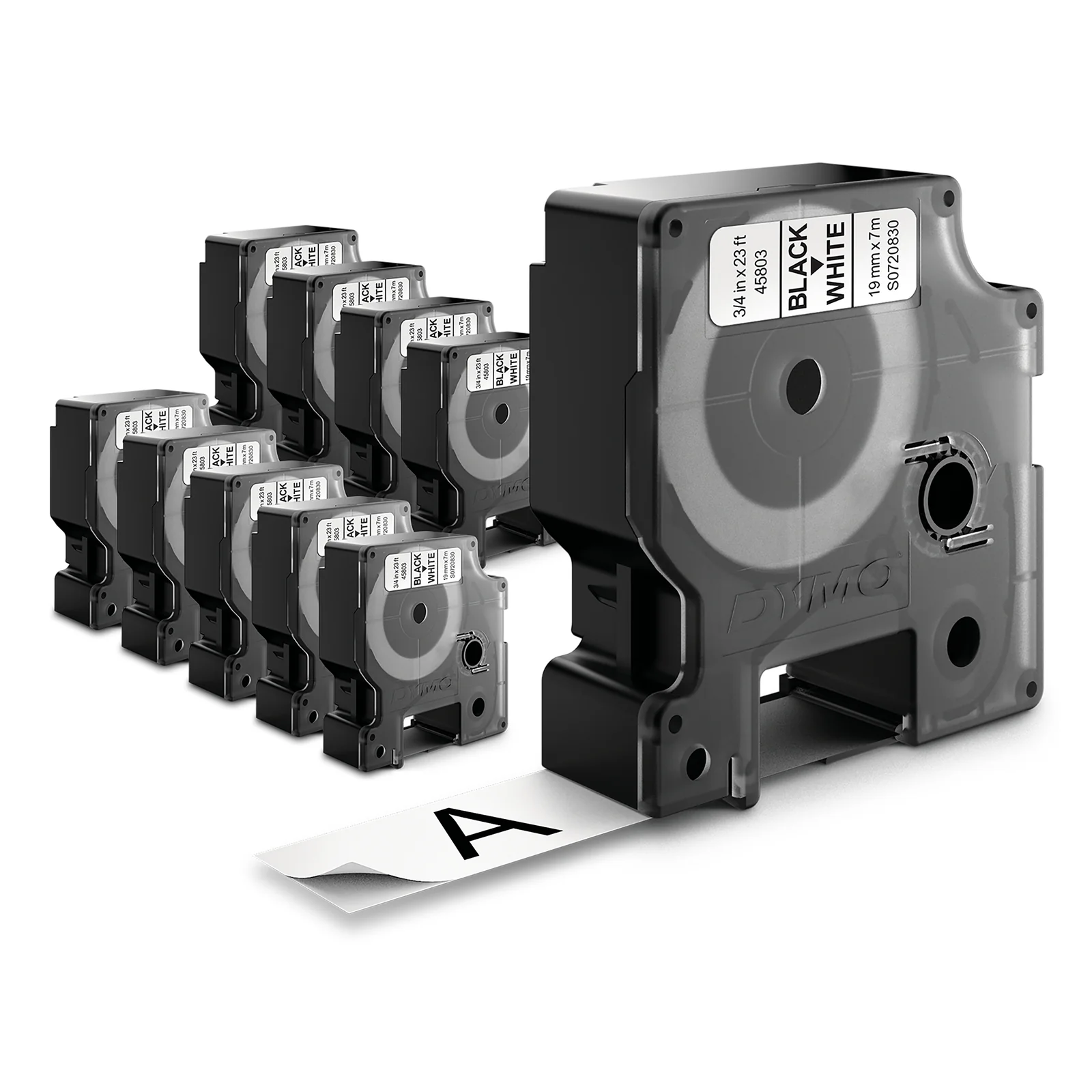 DYMO D1 étiquettes autocollantes authentiques | impression en noir sur fond blanc | 19mm x 7 m | pour étiqueteuses LabelManager | 10 rouleaux