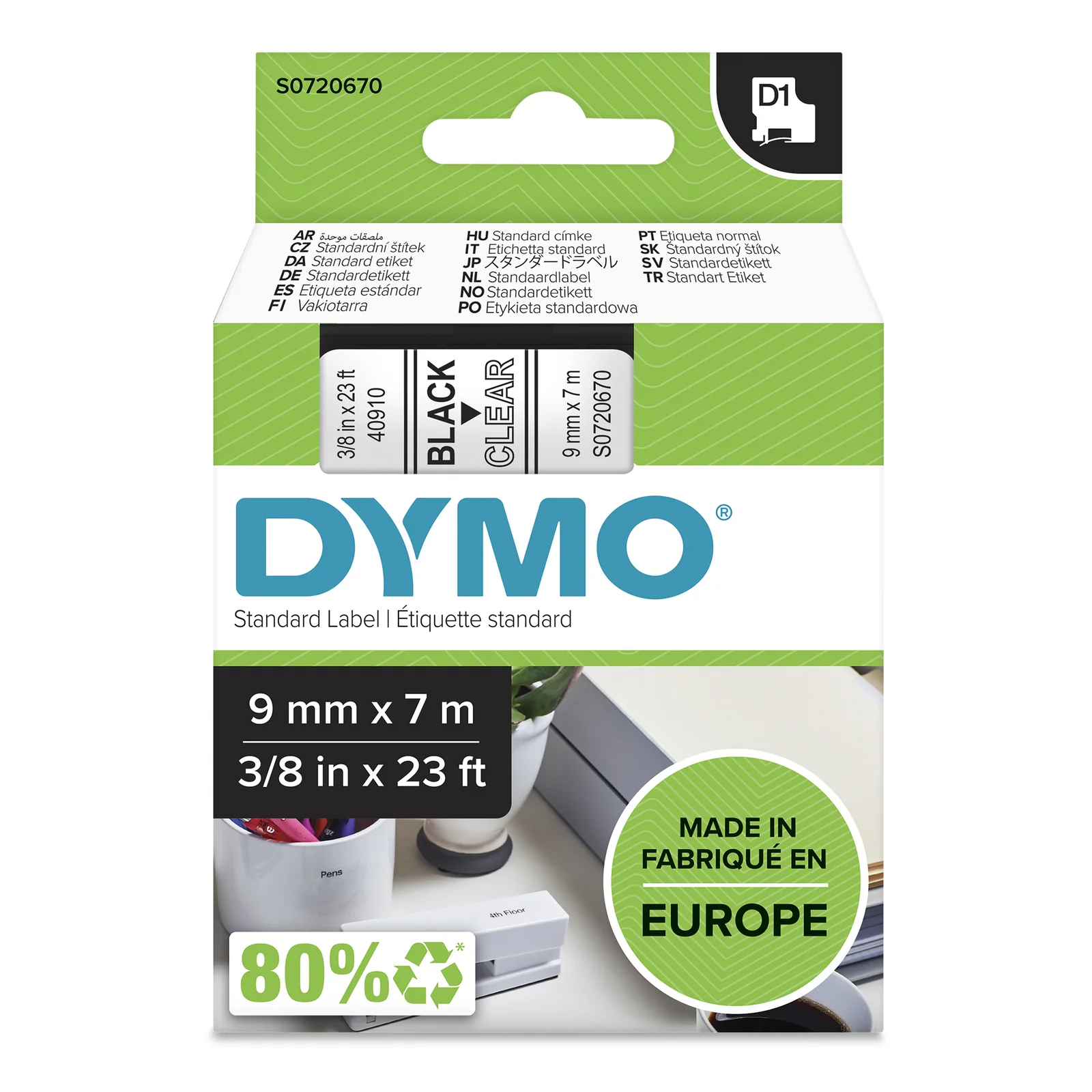 D1 étiquettes autocollantes authentiques | impression en noir sur fond clair | 9 mm x 7 m | pour étiqueteuses LabelManager